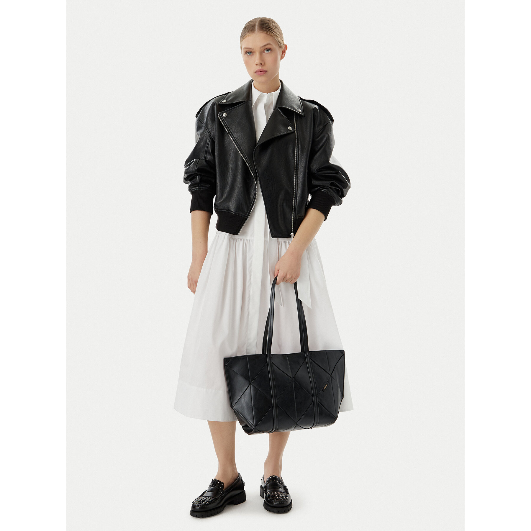Calvin Klein Torebka Woven Medium Carryall LV04F3548G Czarny