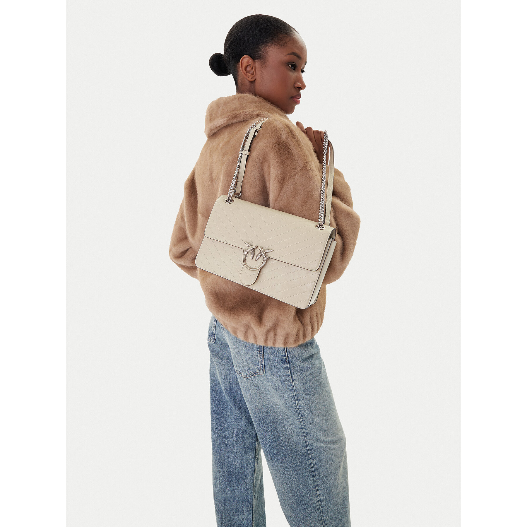PINKO Torebka Love One Light Classic AI 25-26 PLTT 106174 A2JC Beżowy