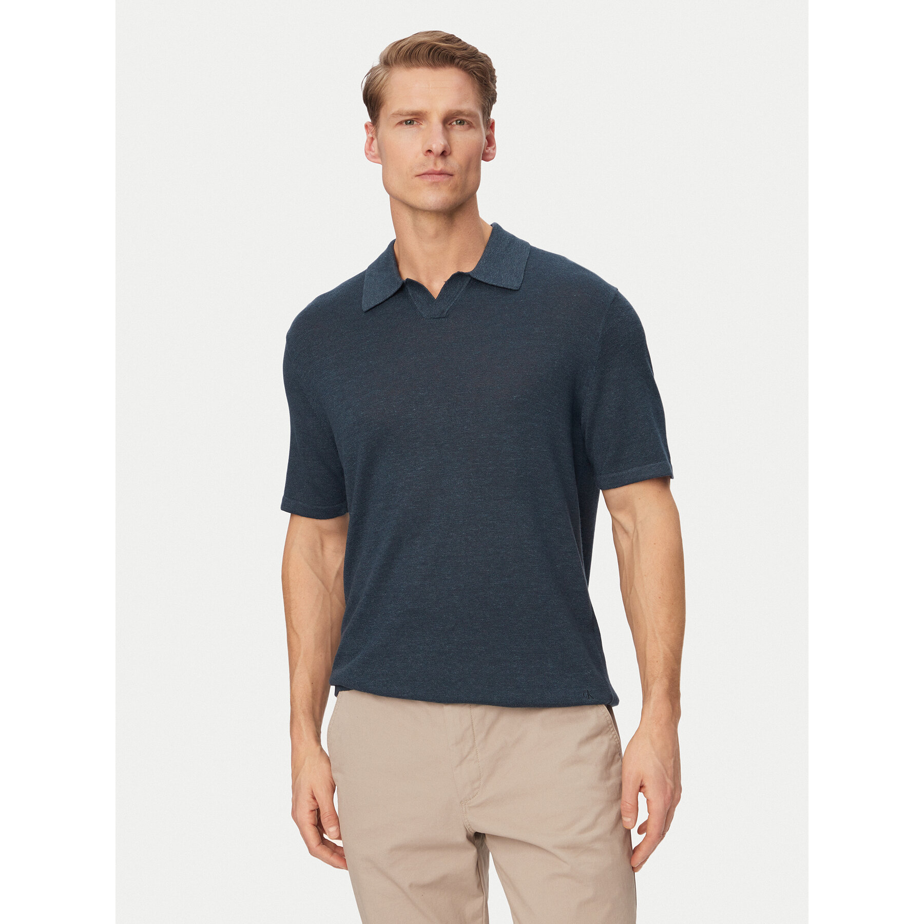 Calvin Klein Polo LV04LF313G Niebieski Regular Fit