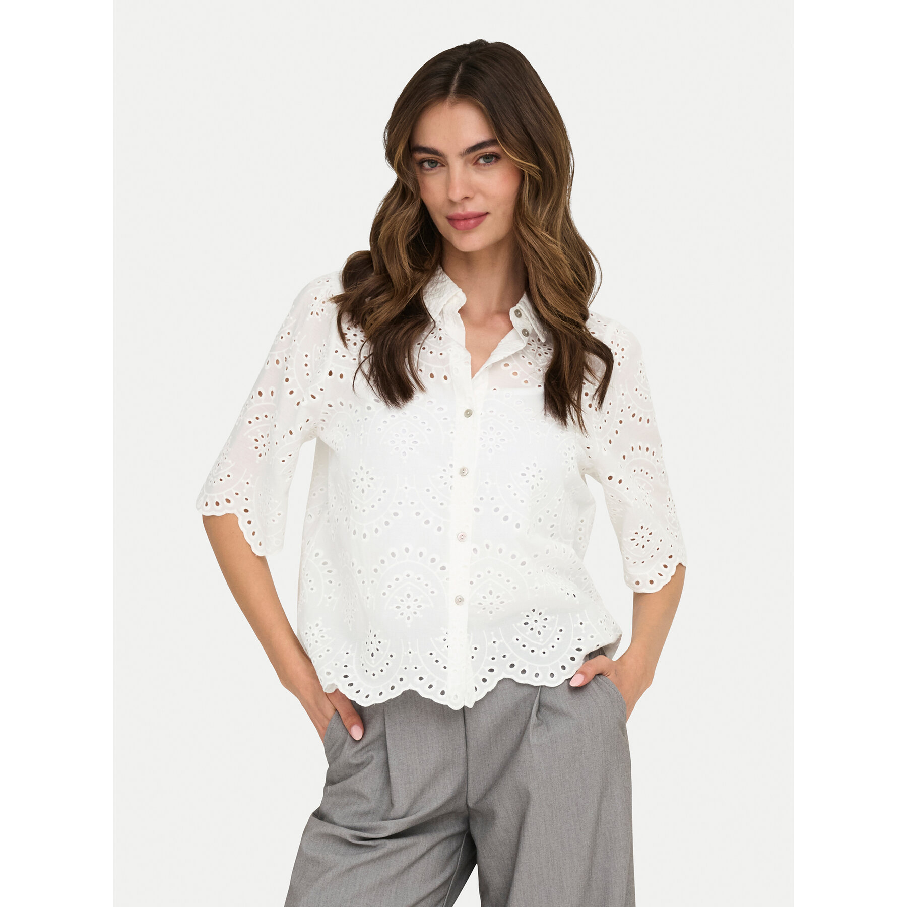 ONLY Koszula Valais 15351106 Kremowy Regular Fit