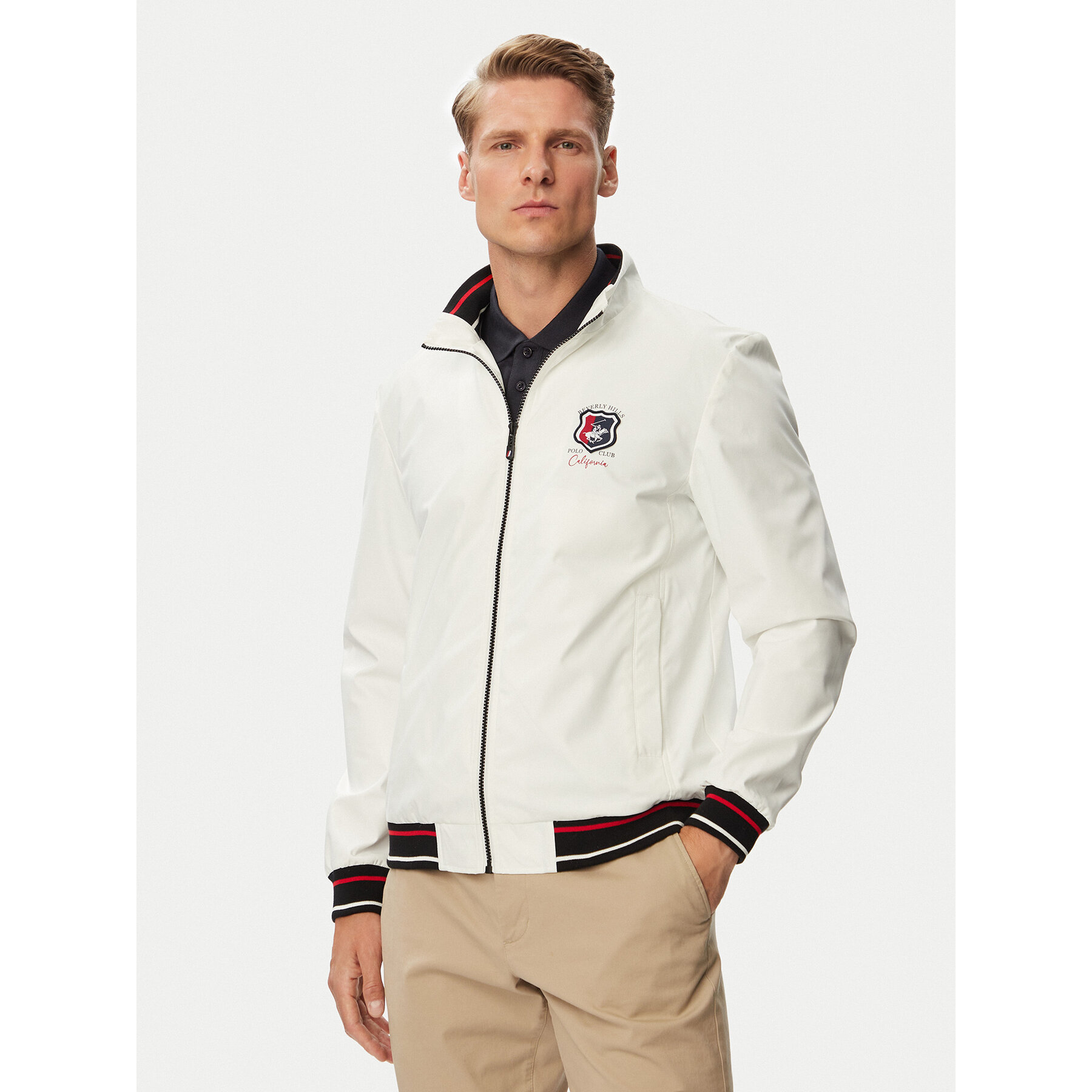 Beverly Hills Polo Club Kurtka przejściowa P-SS26M-JK0991-0001 Biały Regular Fit