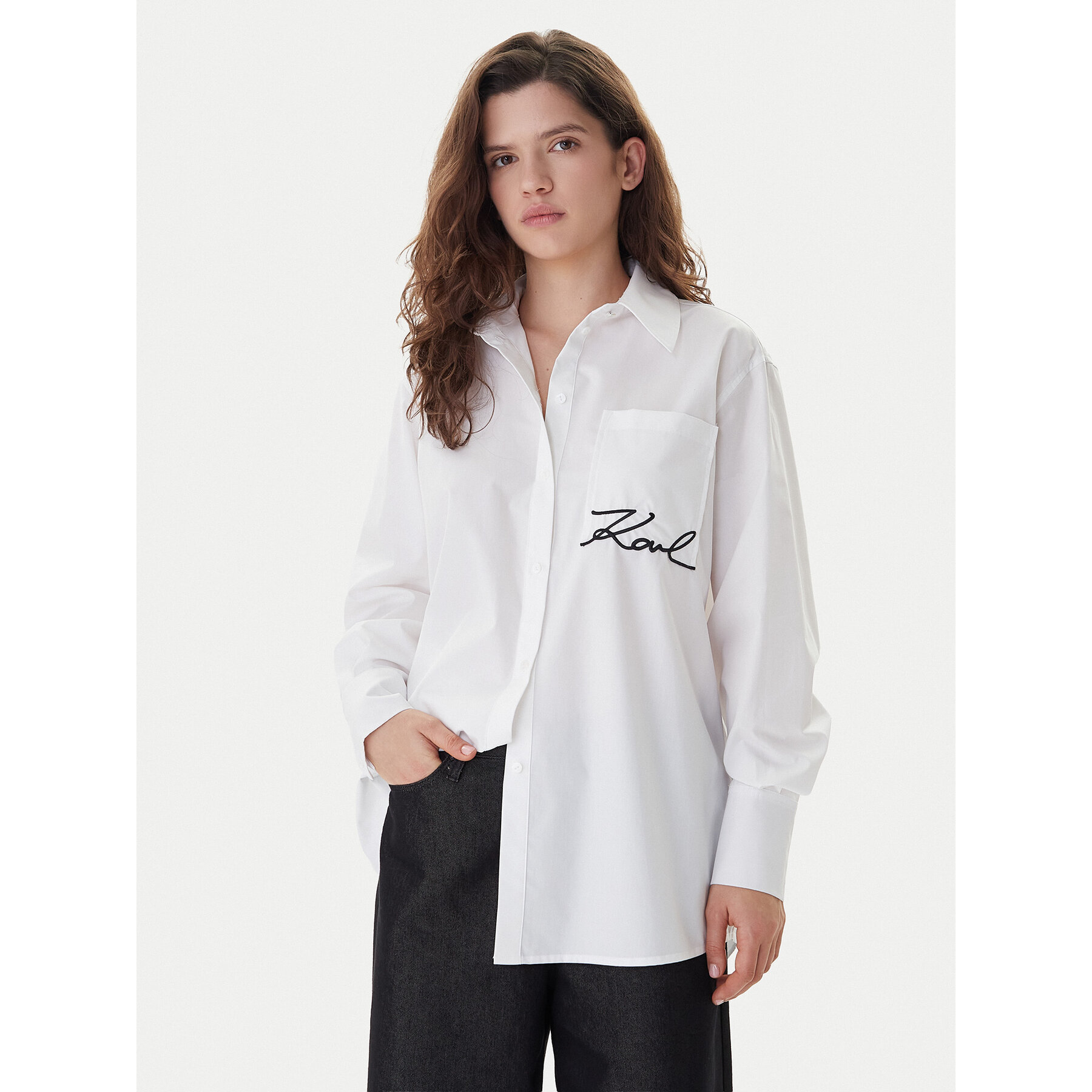 KARL LAGERFELD Koszula B1W11013 Biały Relaxed Fit