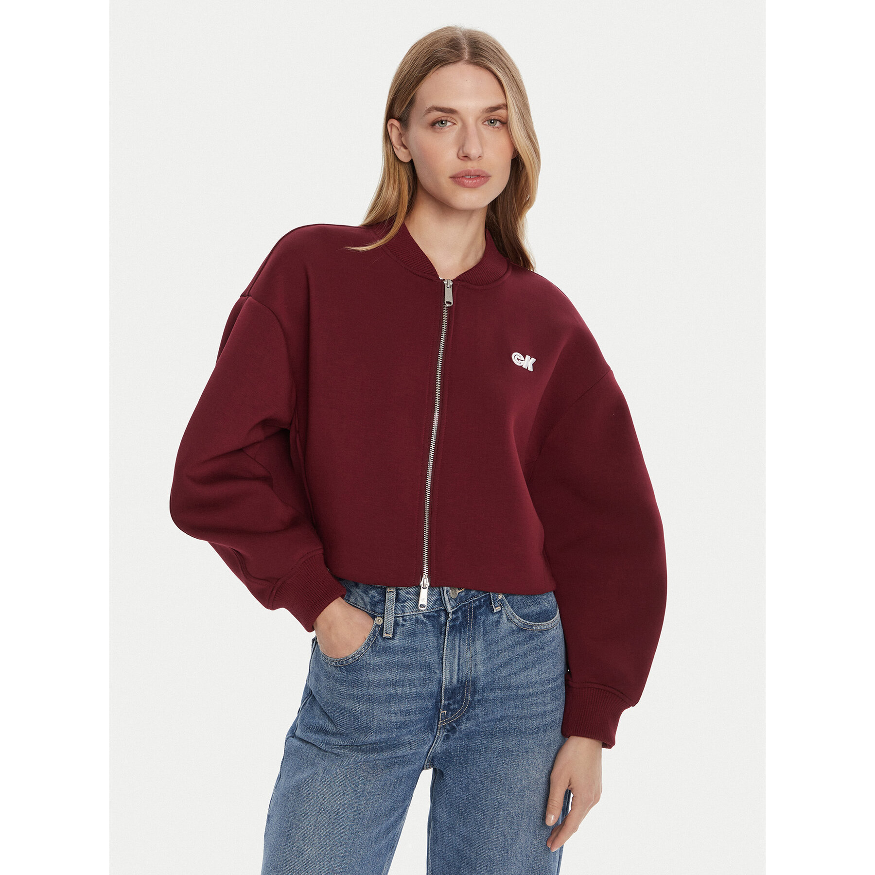 Calvin Klein Jeans Kurtka bomber LV047C524G Bordowy Oversize