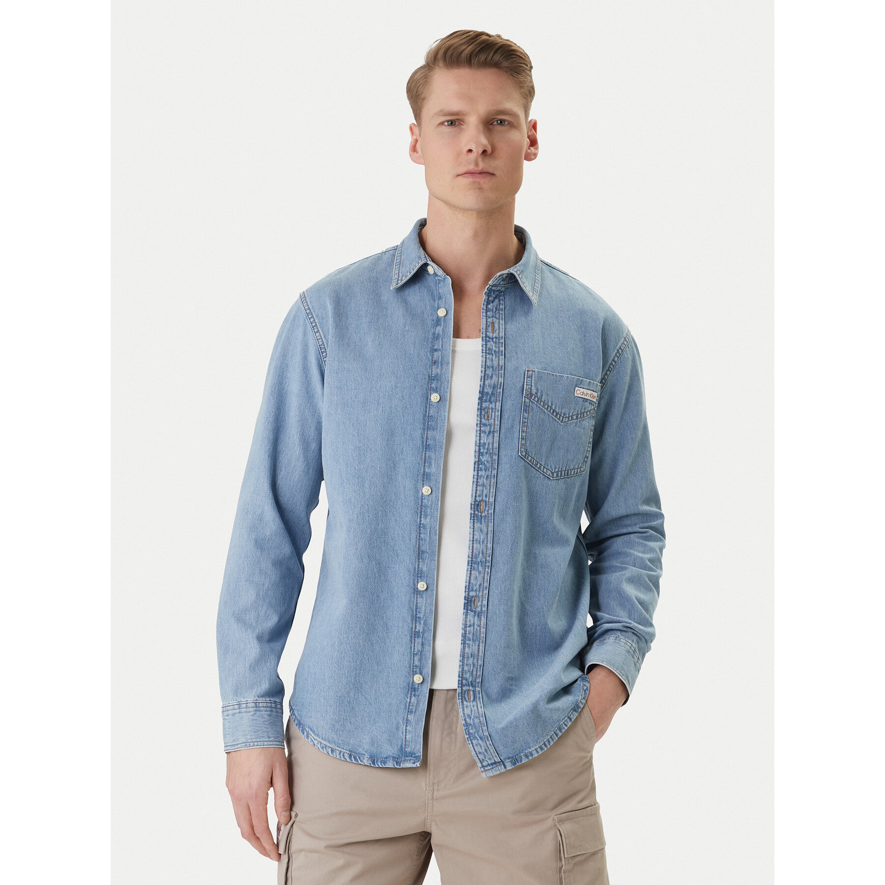 Calvin Klein Jeans Koszula jeansowa Essential LV04RE710G Niebieski Regular Fit