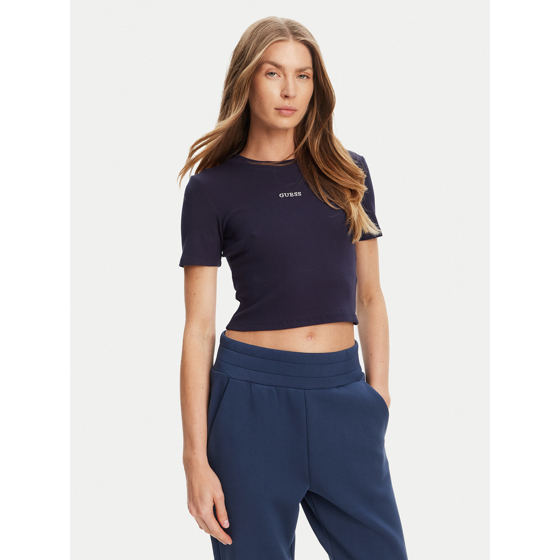 Guess T-Shirt V5YP08 K8RT2 Granatowy Slim Fit