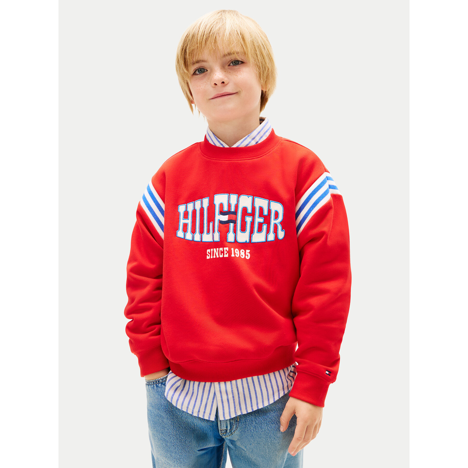 Tommy Hilfiger Bluza Wavy Flag KB0KB10260 Czerwony Regular Fit