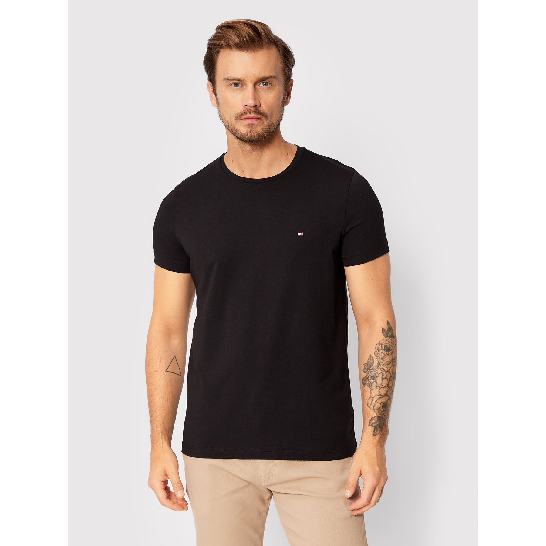 Tommy Hilfiger T-Shirt Core Stretch MW0MW27539 Czarny Slim Fit