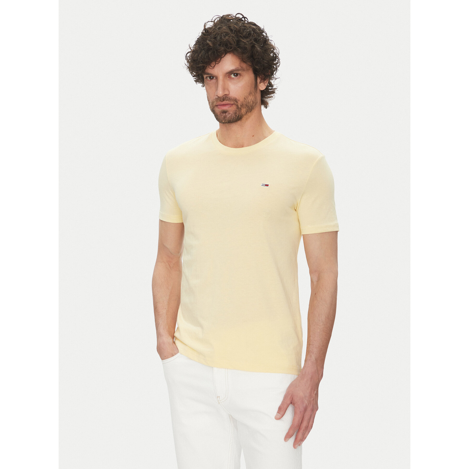 Tommy Jeans T-Shirt DM0DM20363 Żółty Slim Fit