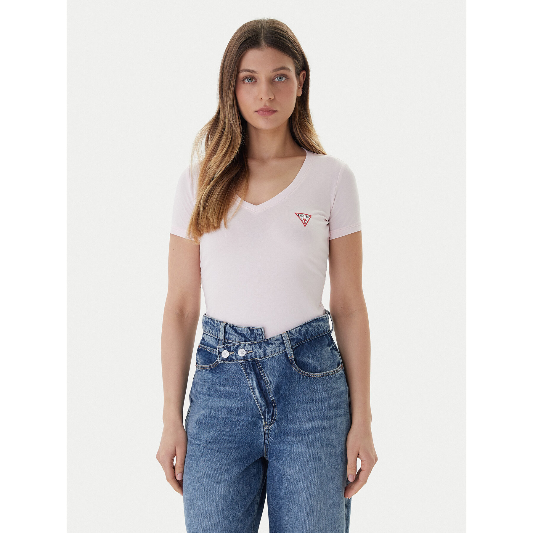 Guess T-Shirt W2YI45 J1314 Różowy Slim Fit