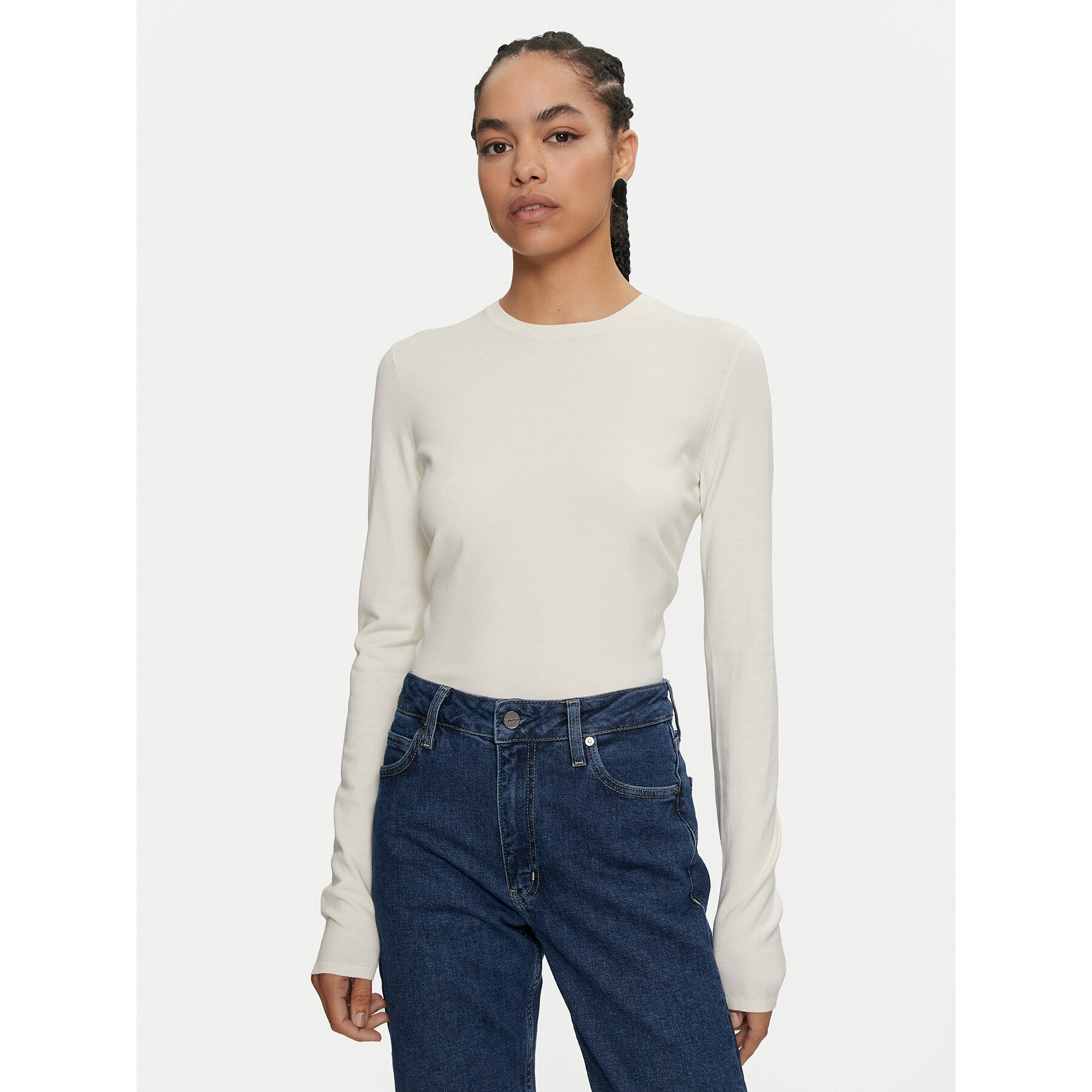 Calvin Klein Sweter K20K207681 Écru Regular Fit