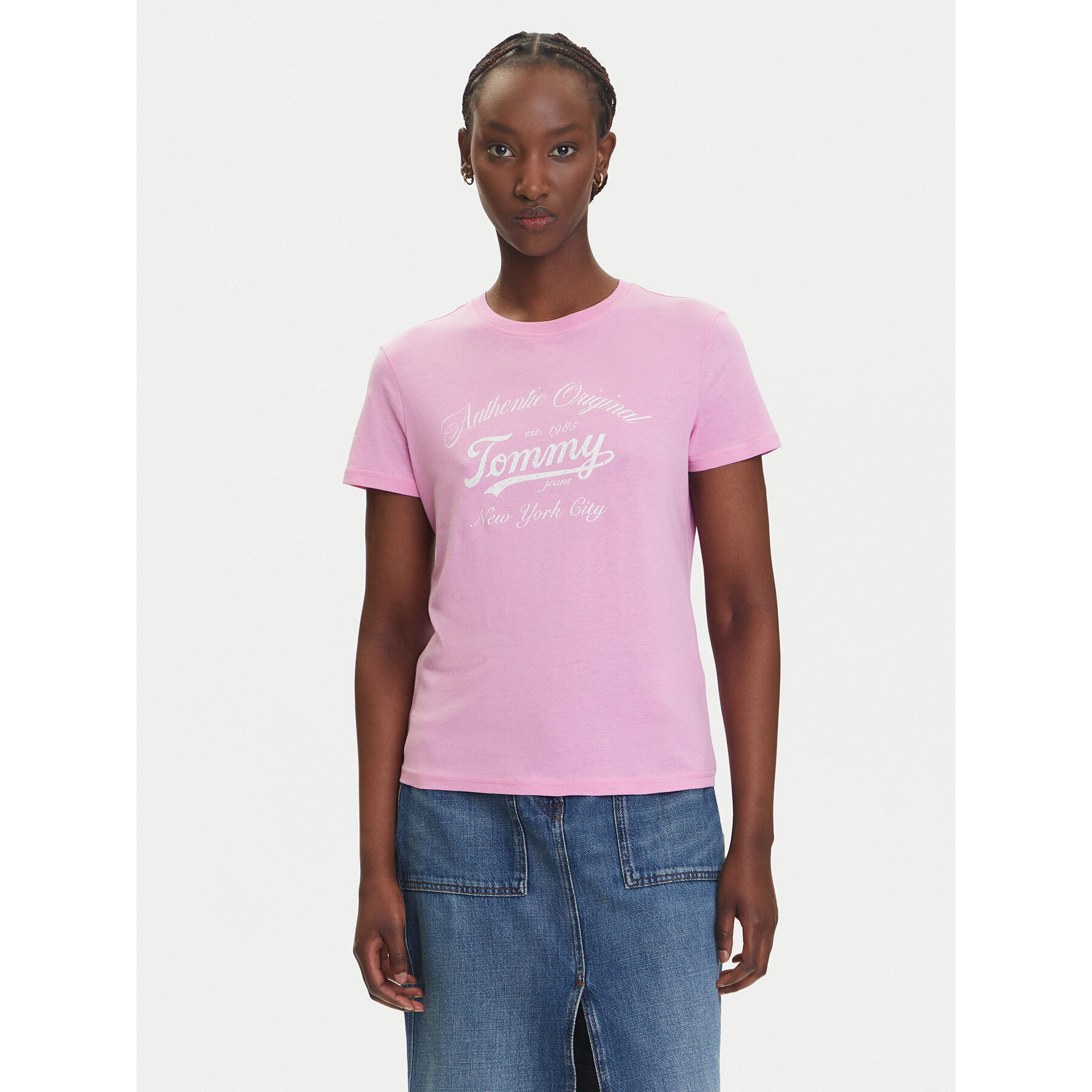 Tommy Jeans T-Shirt Essential DW0DW21404 Różowy Regular Fit