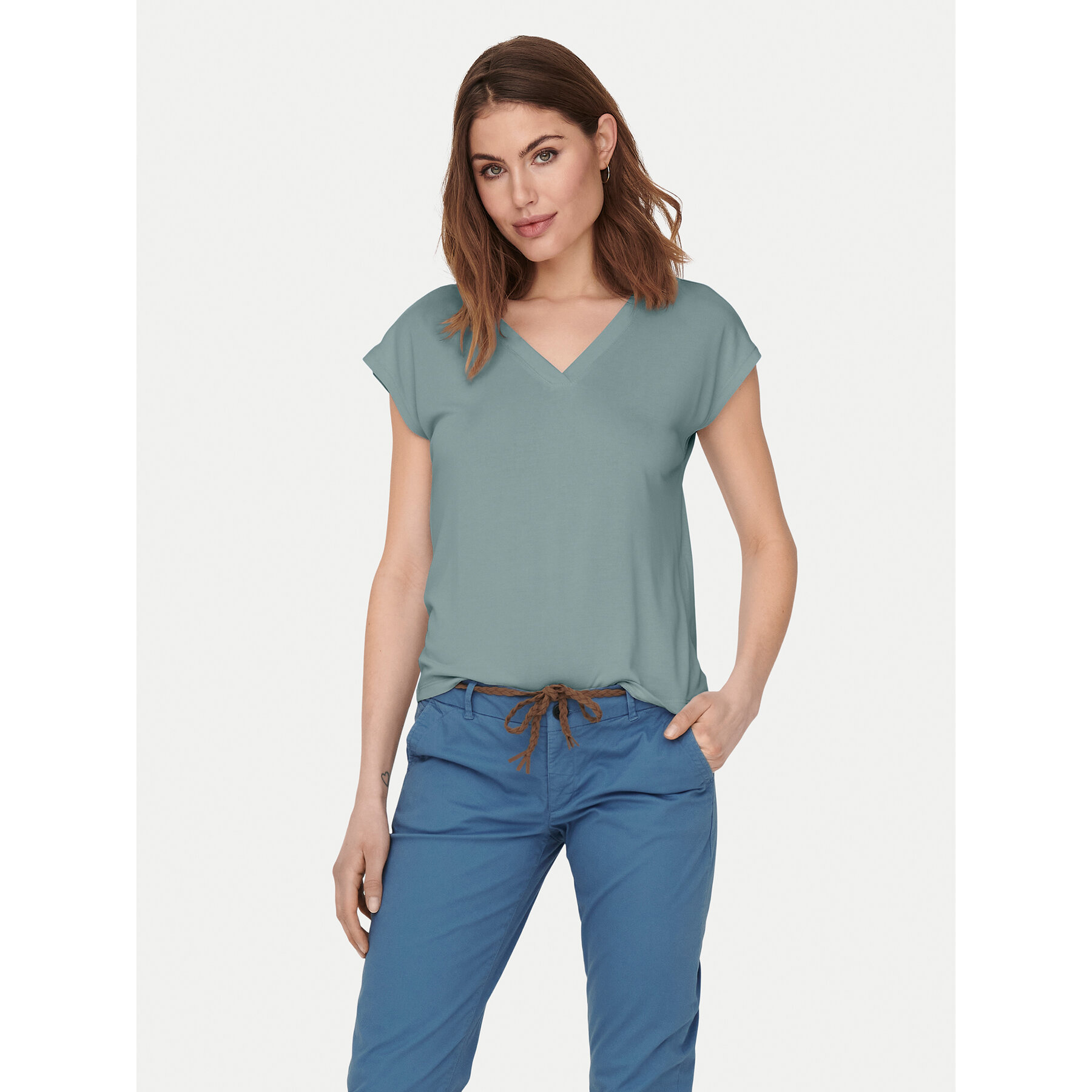 ONLY T-Shirt Free 15287041 Zielony Regular Fit
