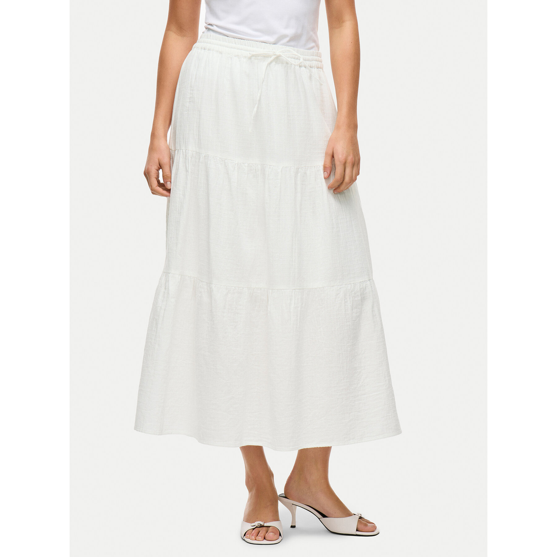 Vila Spódnica maxi Lania 14105428 Biały Regular Fit