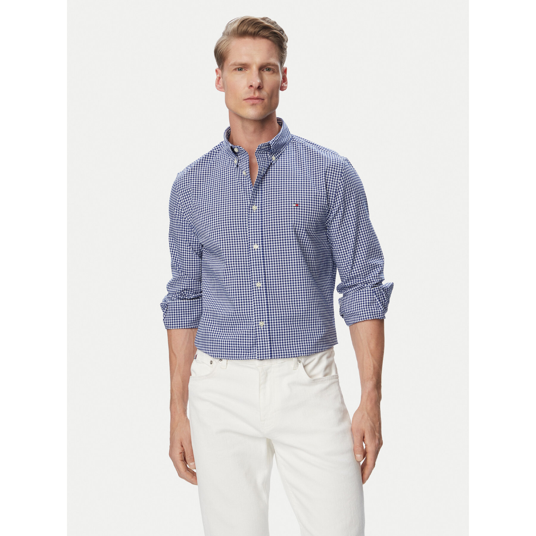 Tommy Hilfiger Koszula Gingham MW0MW43319 Niebieski Regular Fit