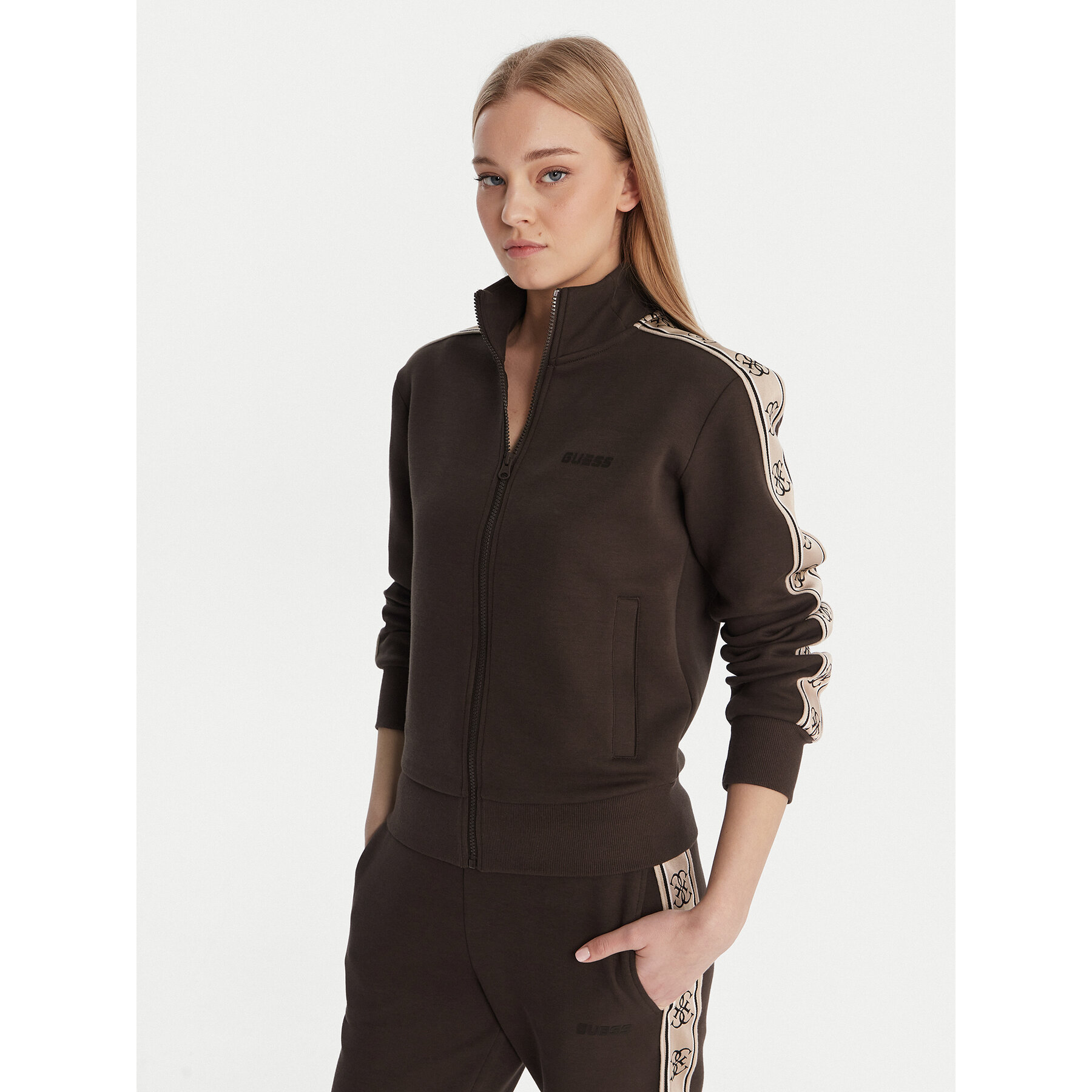 Guess Bluza V2YQ16 KB3P2 Brązowy Regular Fit