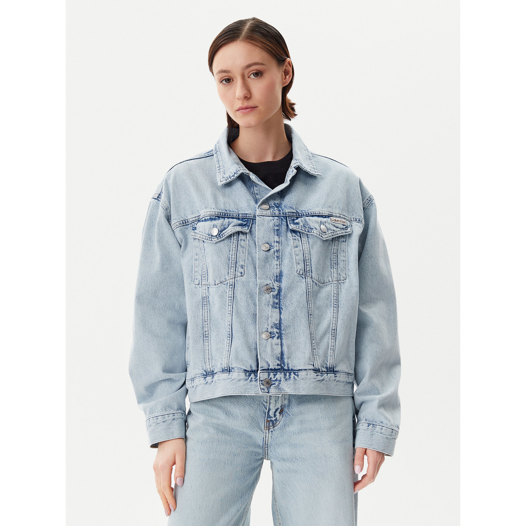 Calvin Klein Jeans Kurtka jeansowa J20J225186 Niebieski Boxy Fit