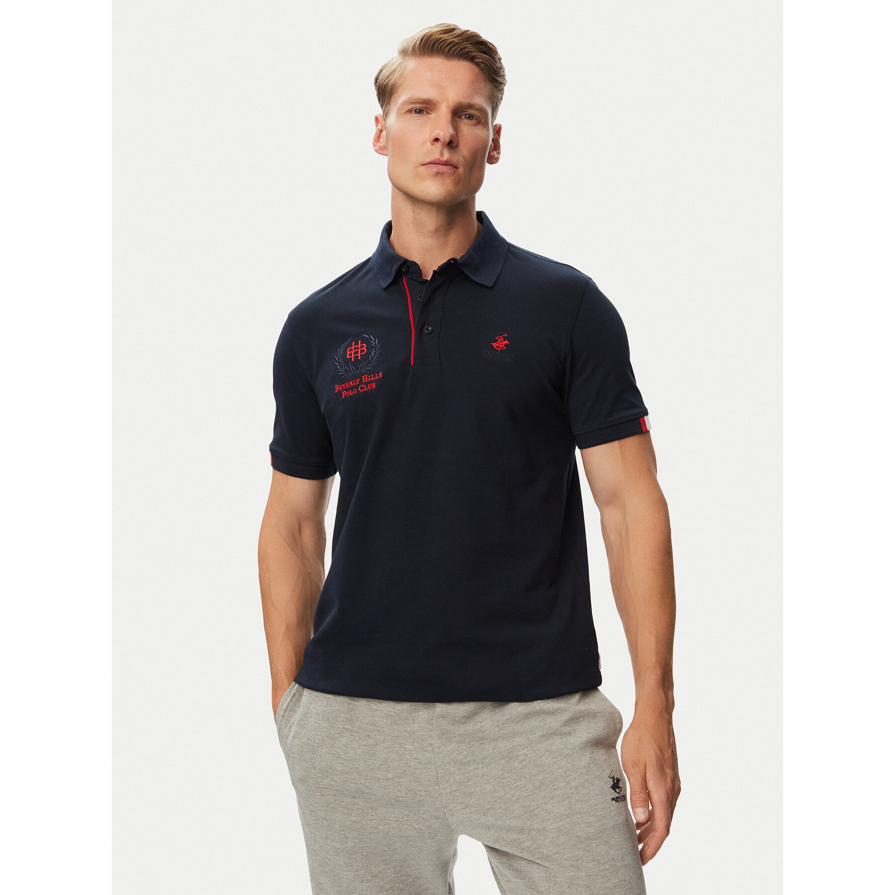 Beverly Hills Polo Club Polo P-SS26M-P2770 Granatowy Regular Fit
