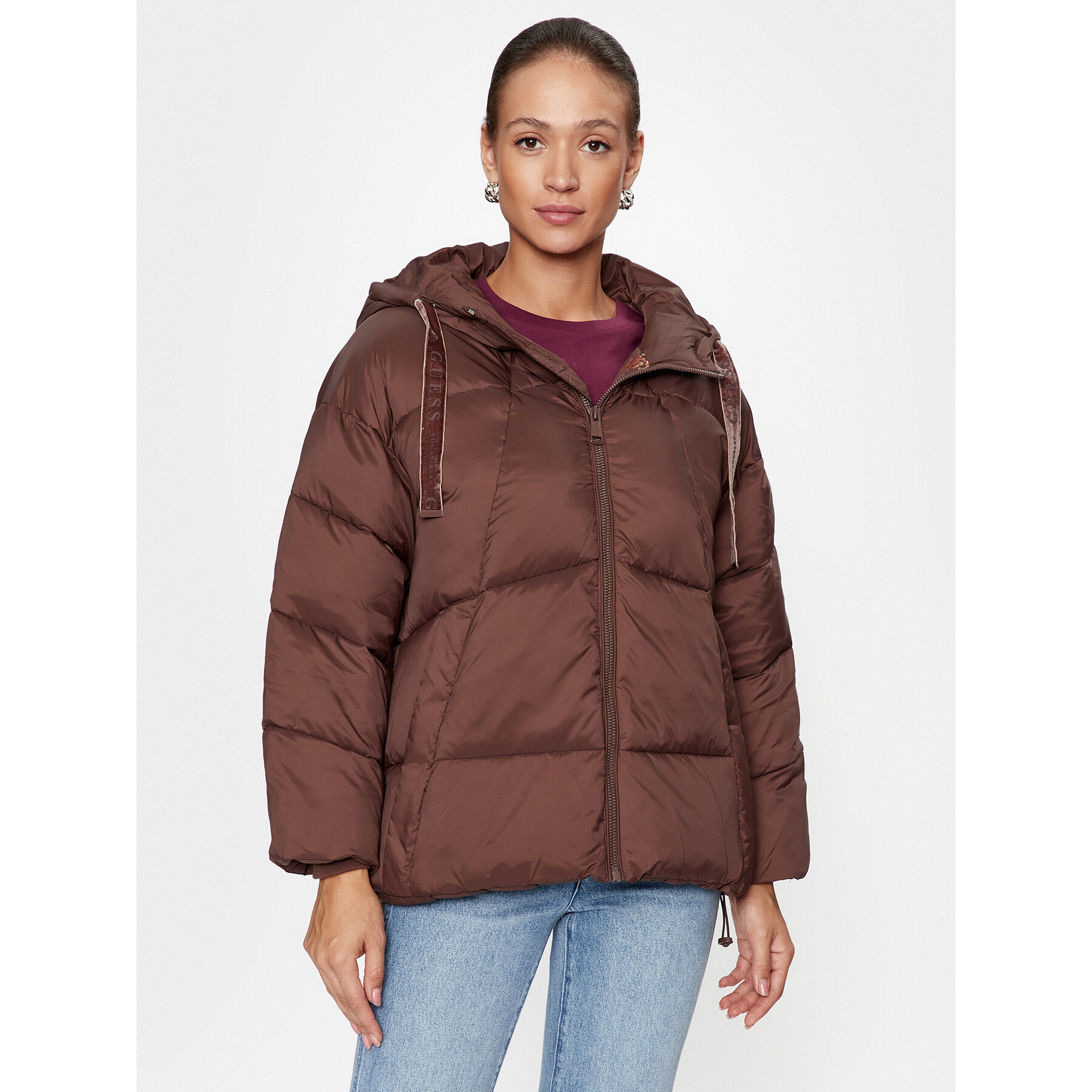 Guess Kurtka przejściowa Letizia W3BL21 WG0V0 Brązowy Relaxed Fit