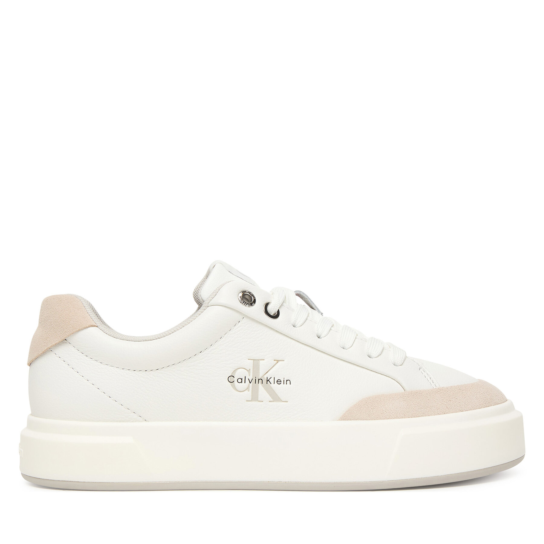 Calvin Klein Sneakersy Basket Cupsole Laceup Lth Mix YW0YW02023 Biały