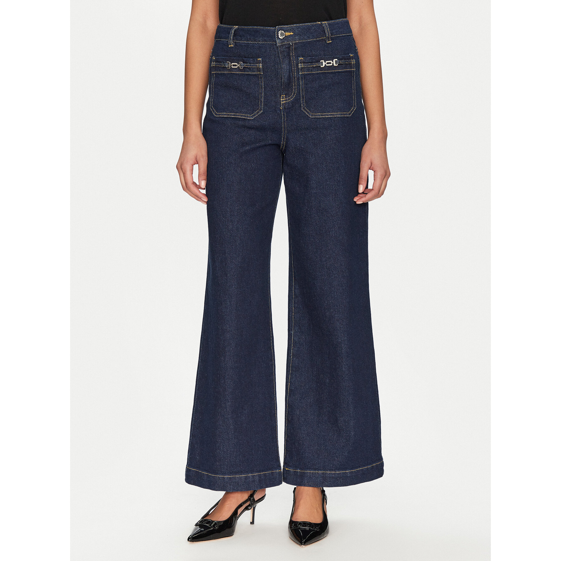 Morgan Jeansy 251-PSOFT Granatowy Wide Leg
