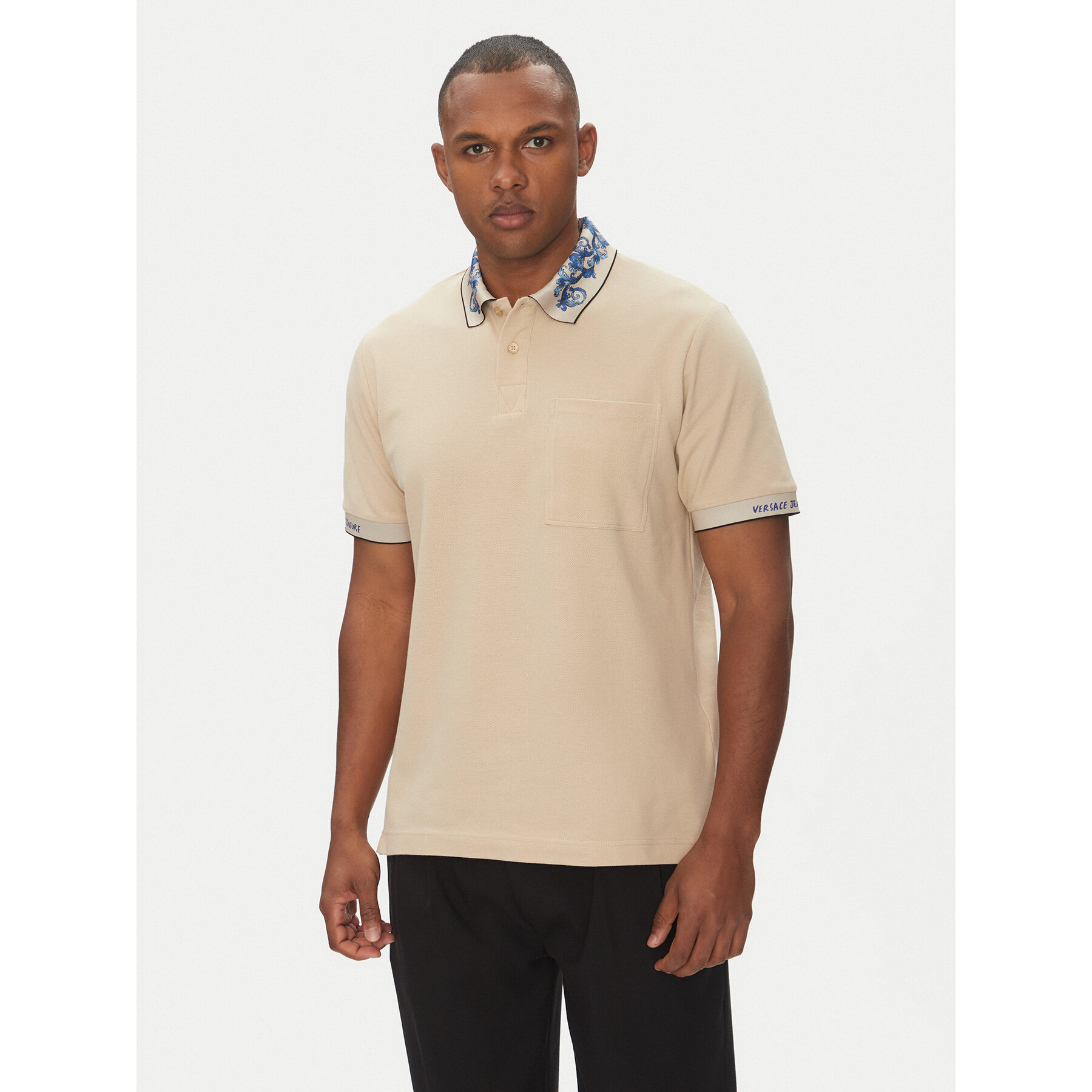 Versace Jeans Couture Polo 78GAGT04 Beżowy Regular Fit