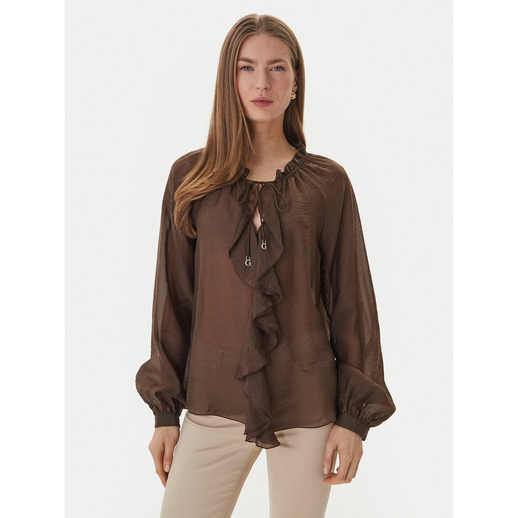 Guess Bluzka W6GH28 W1844 Brązowy Regular Fit