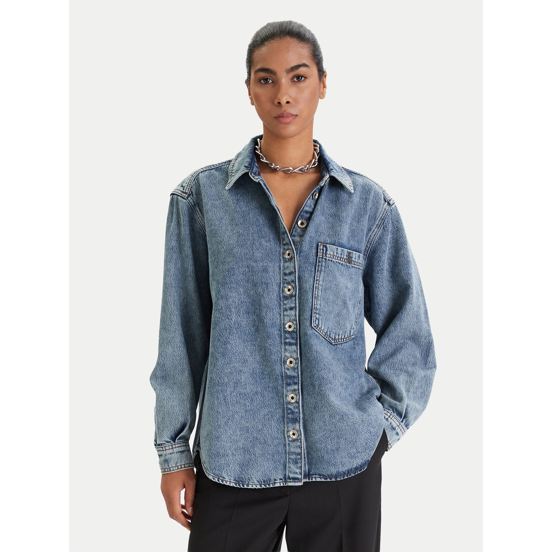 Patrizia Pepe Koszula jeansowa 8C0833/D108-CB05 Niebieski Regular Fit