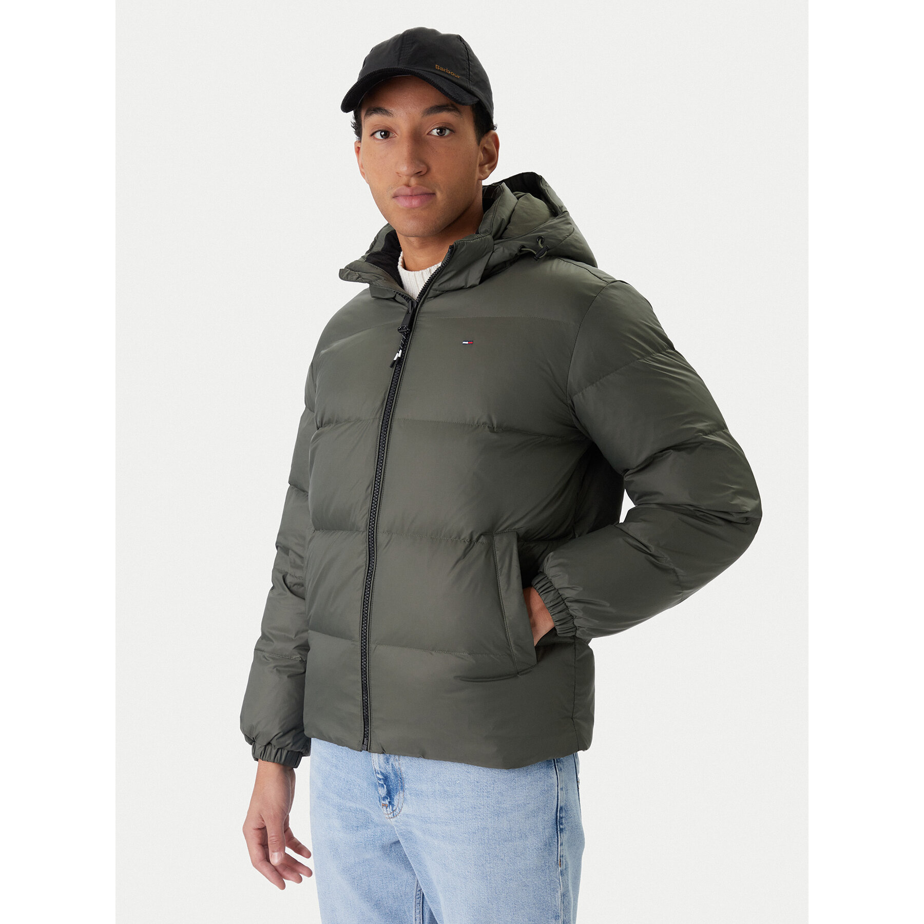 Tommy Jeans Kurtka puchowa Essential DM0DM19786 Zielony Regular Fit