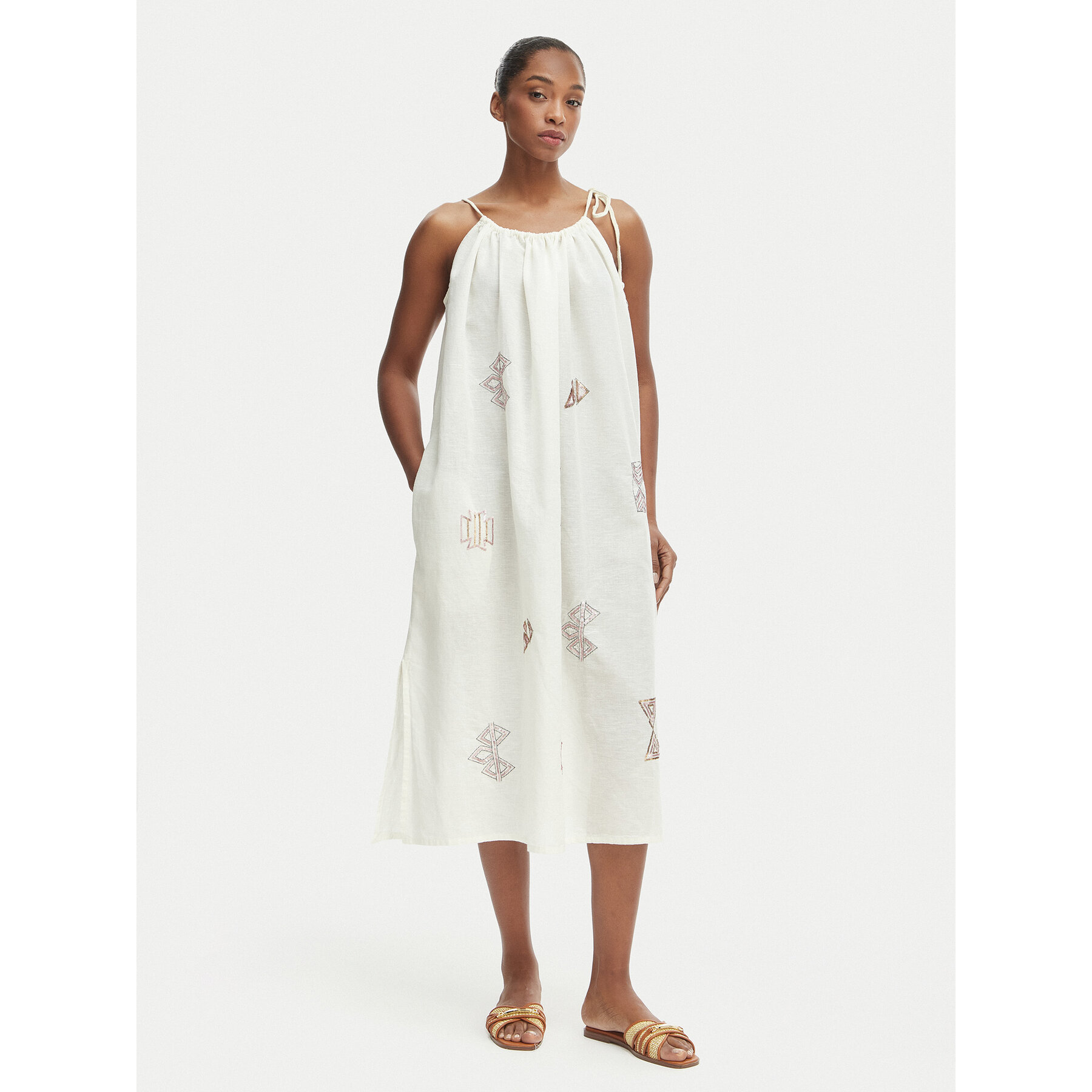 Iconique Sukienka letnia Ava IC26-017 Écru Relaxed Fit