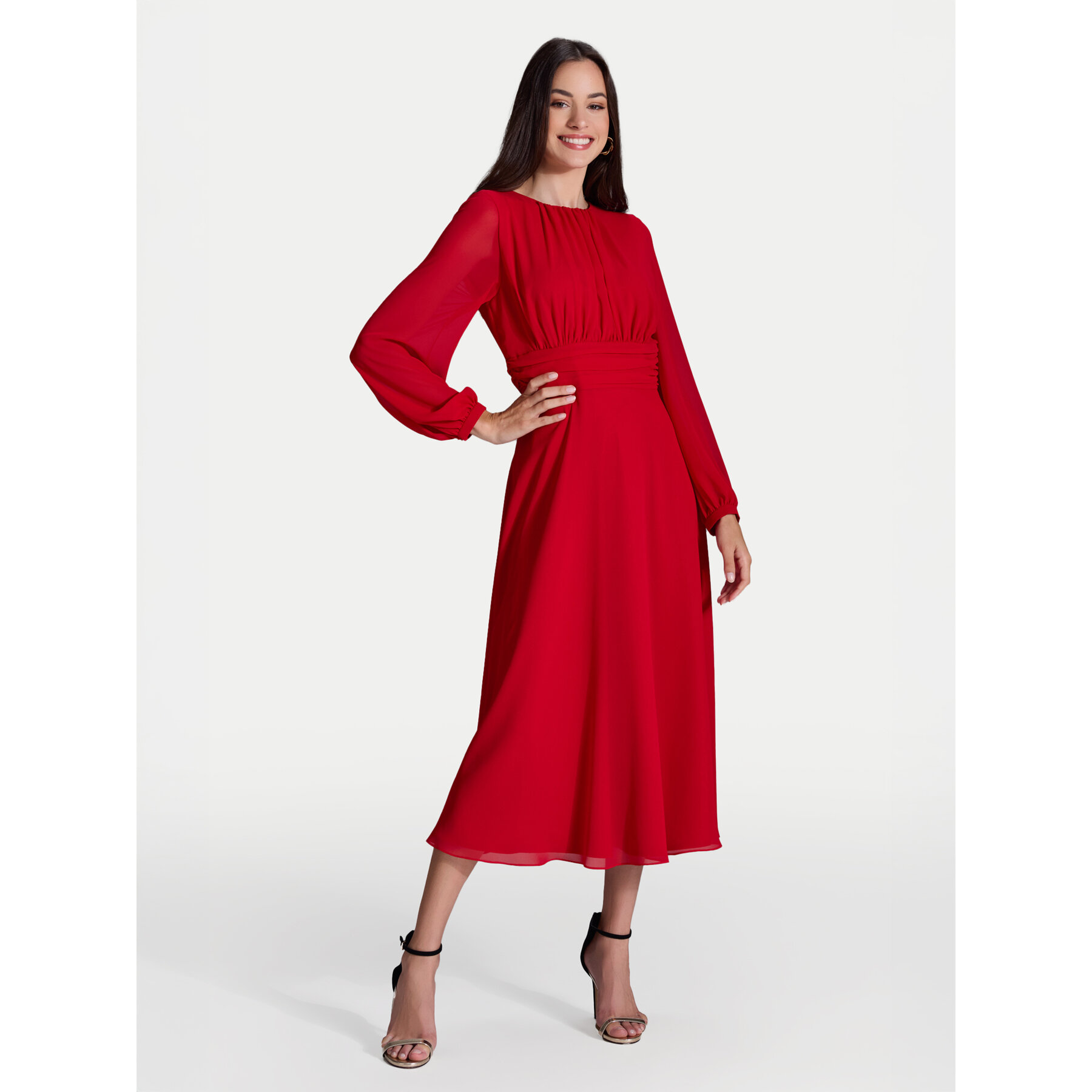 Swing Sukienka koktajlowa 5AI09000 Czerwony Regular Fit