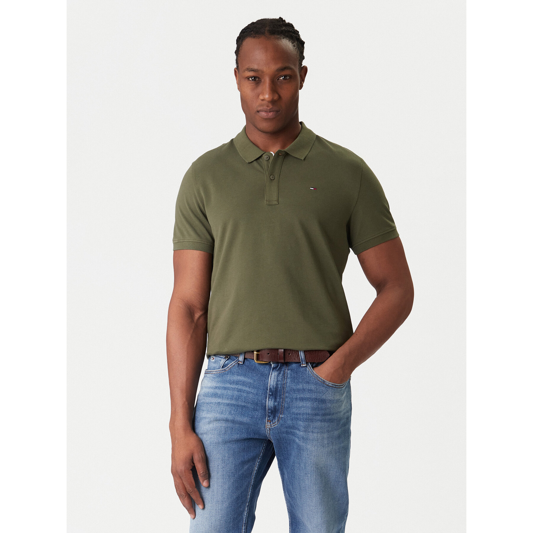 Tommy Jeans Polo DM0DM20676 Khaki Slim Fit