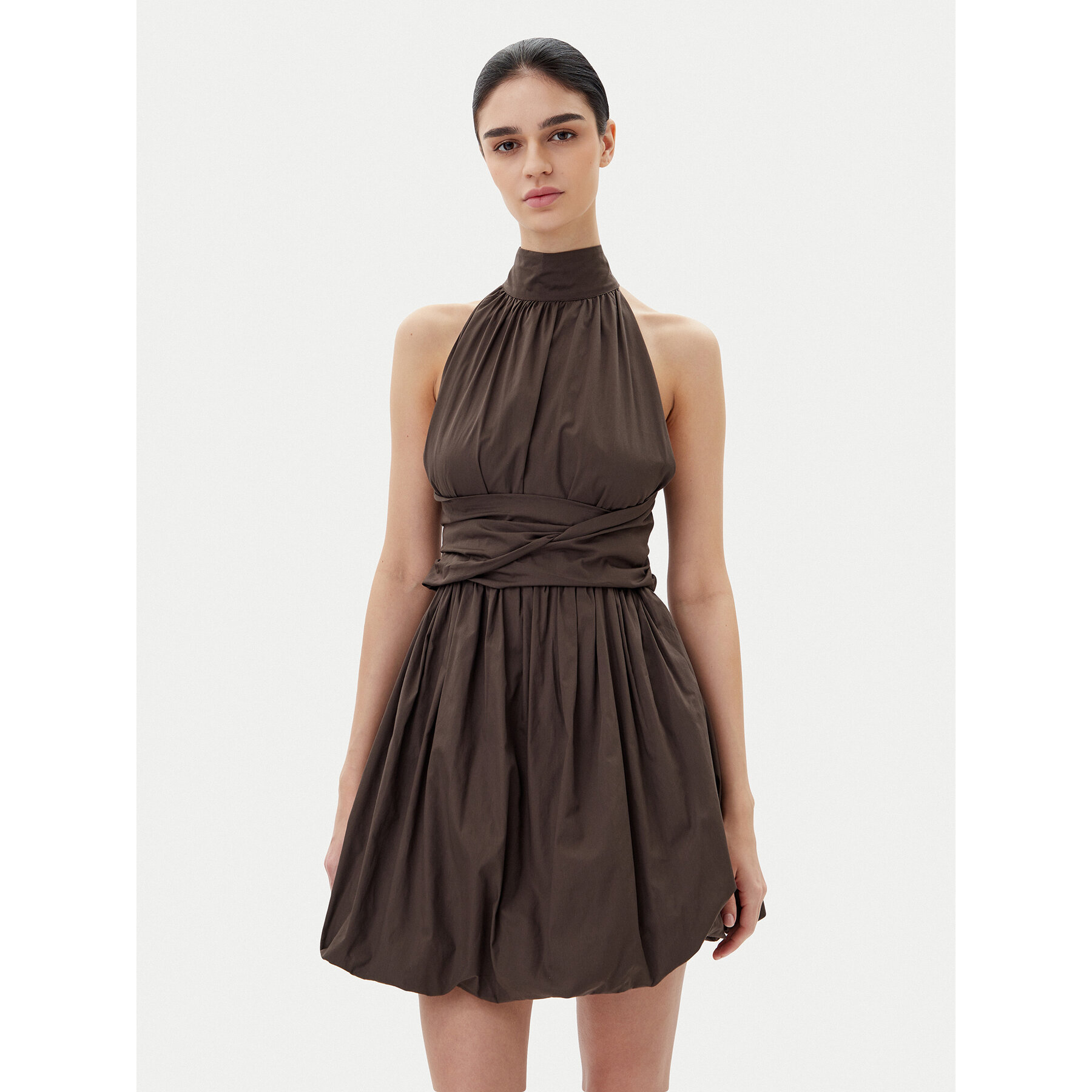 ViCOLO Sukienka koktajlowa TD0606 Brązowy Regular Fit