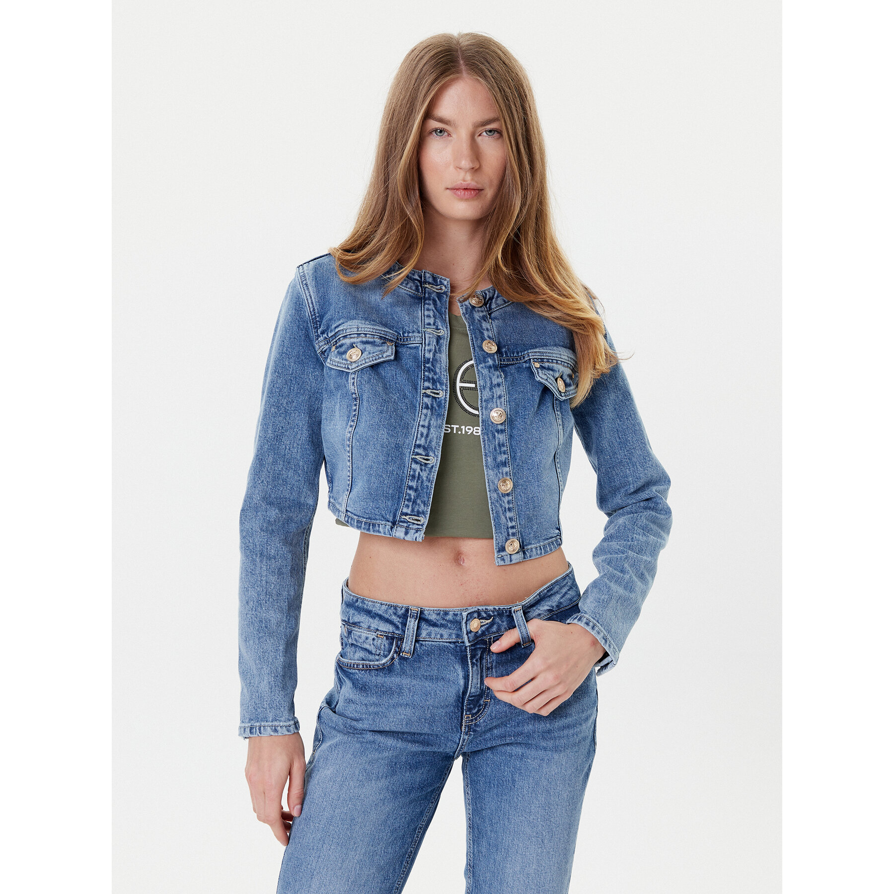 Guess Kurtka jeansowa W5YN53 D5QP2 Niebieski Regular Fit