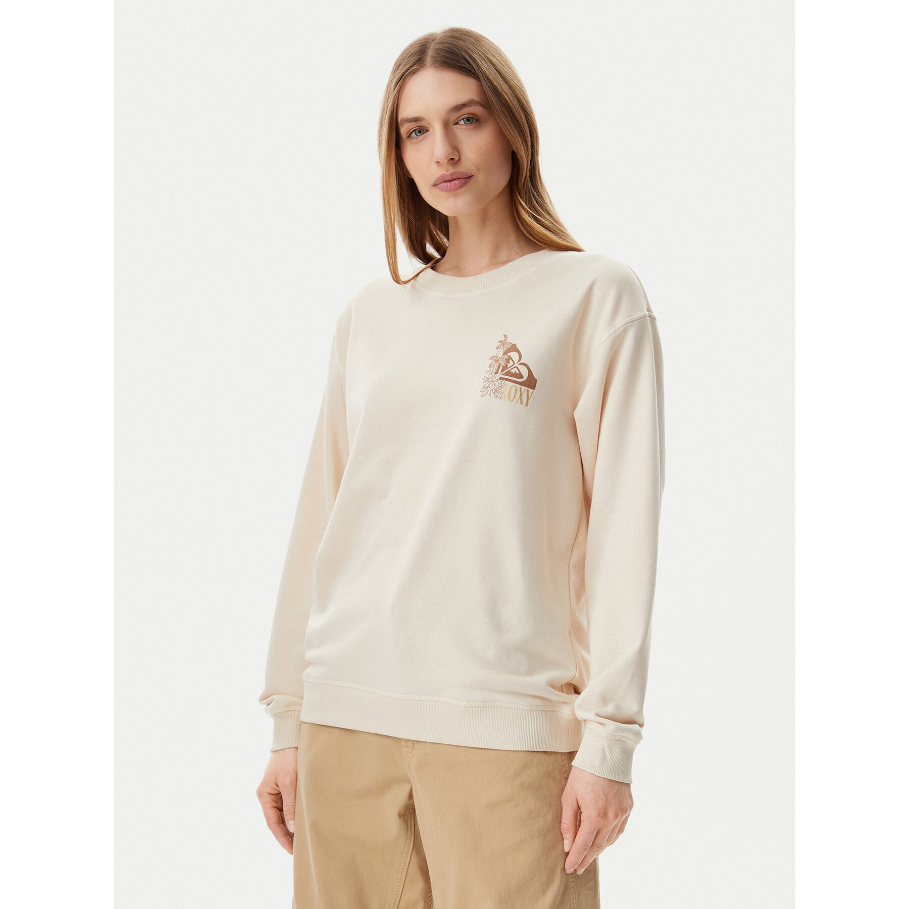 Roxy Bluza ERJFT04963 Beżowy Regular Fit