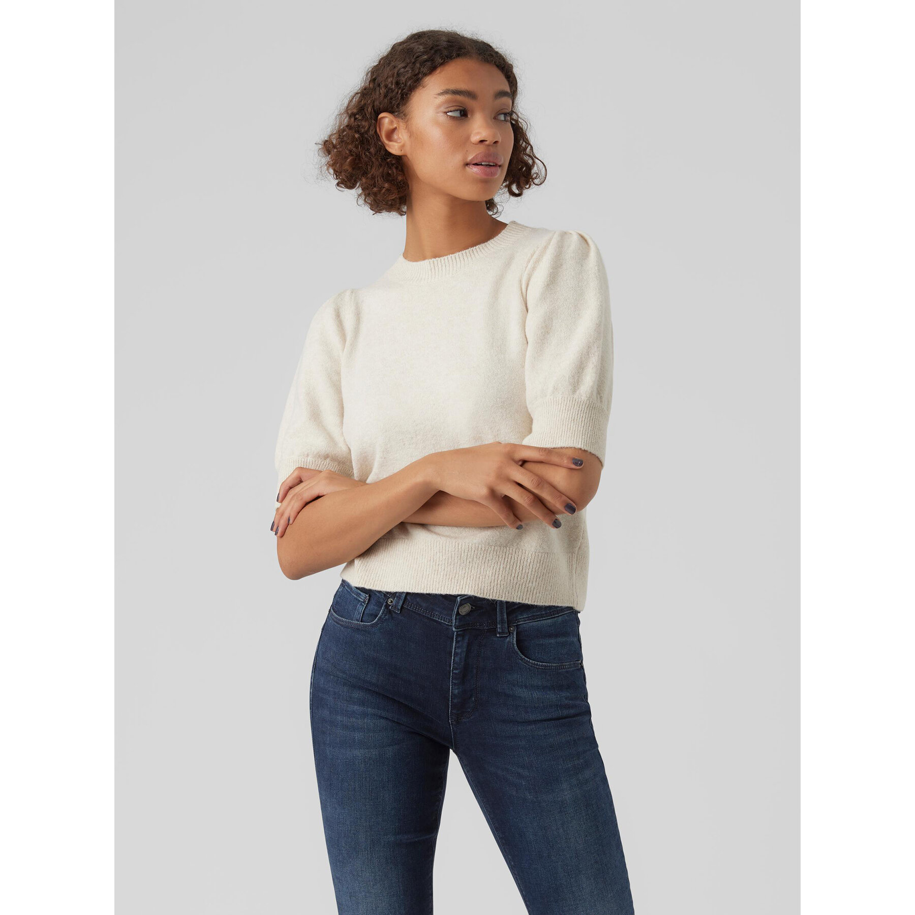 Vero Moda Sweter Doffy 10278313 Écru Regular Fit