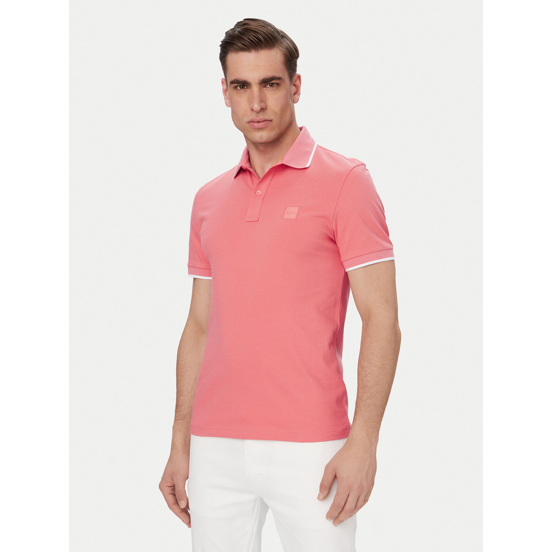 BOSS Polo Passertip 50507699 Czerwony jasny Slim Fit