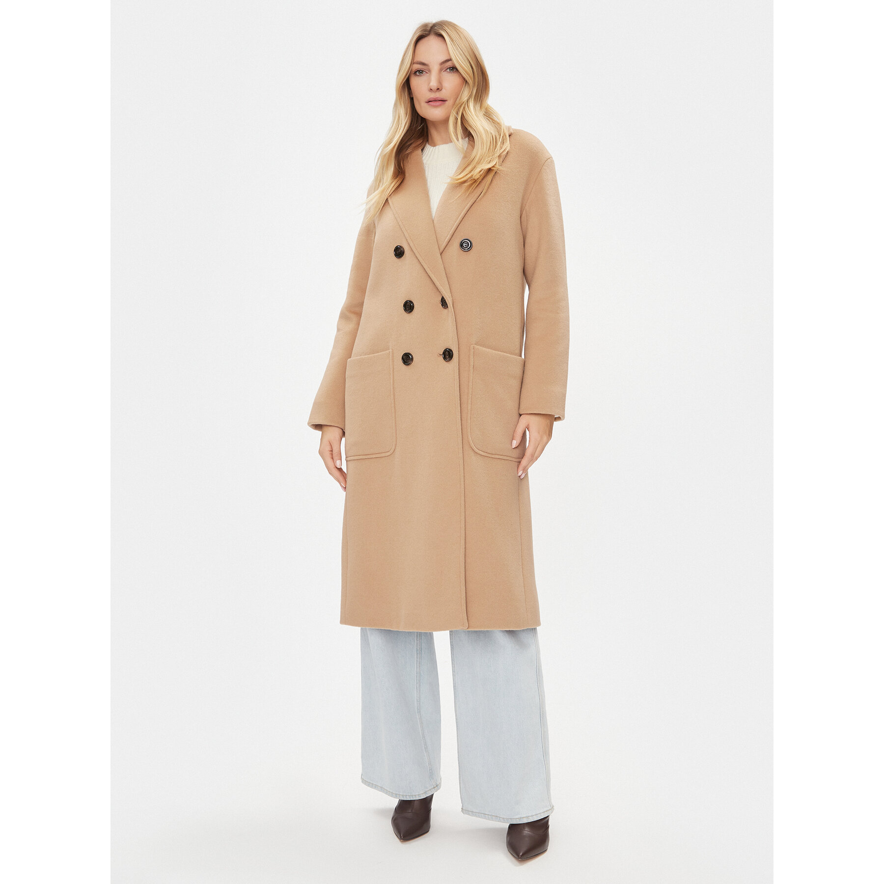 MAX&Co. Płaszcz wełniany Elemento 70140523 Beżowy Relaxed Fit