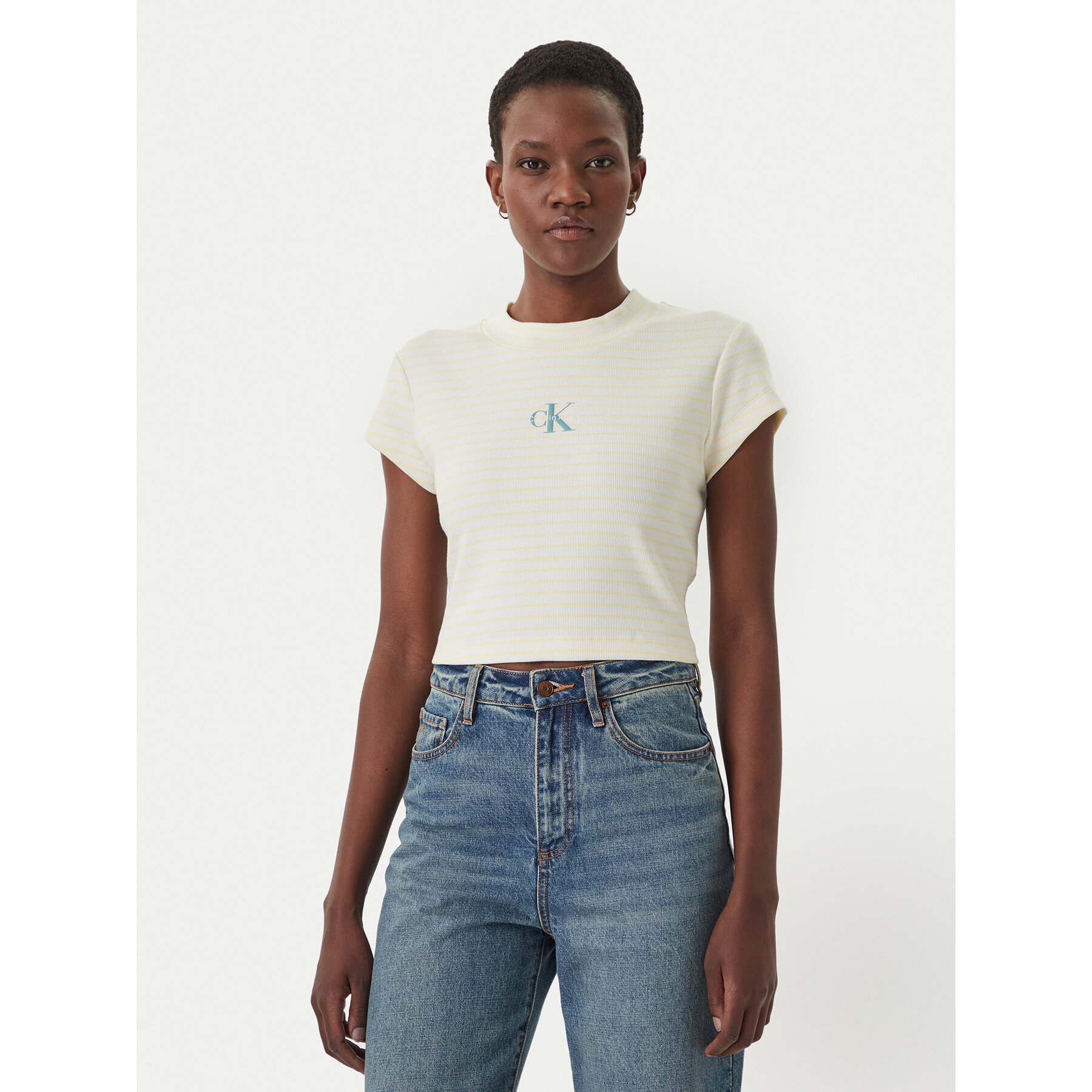 Calvin Klein Jeans T-Shirt LV047F833G Żółty Slim Fit