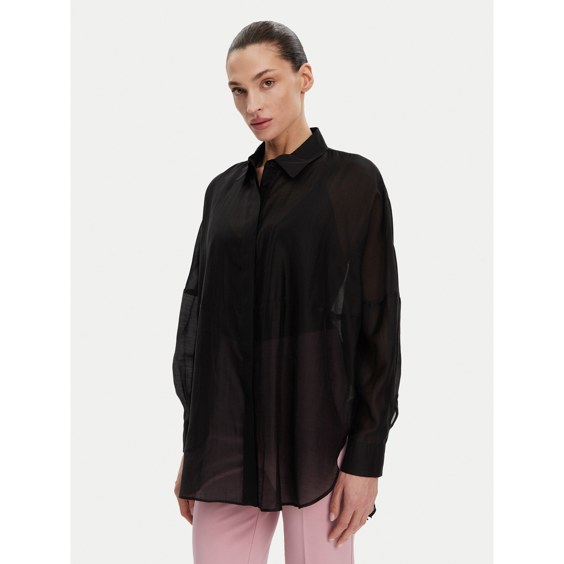 ACCESS FASHION Koszula 53-7068-104 Czarny Loose Fit