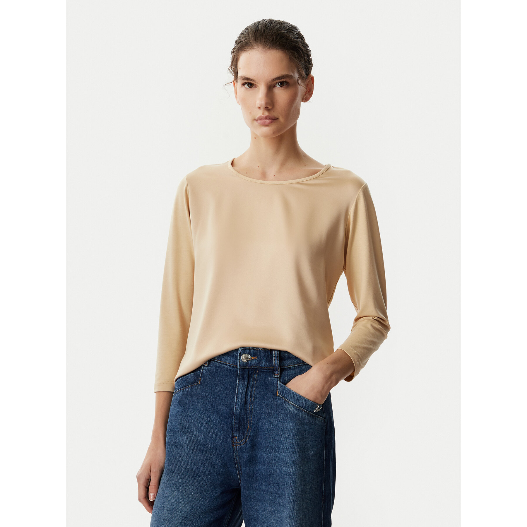JOOP! Bluzka 263Je32Tamina 30103280 Beżowy Slim Fit