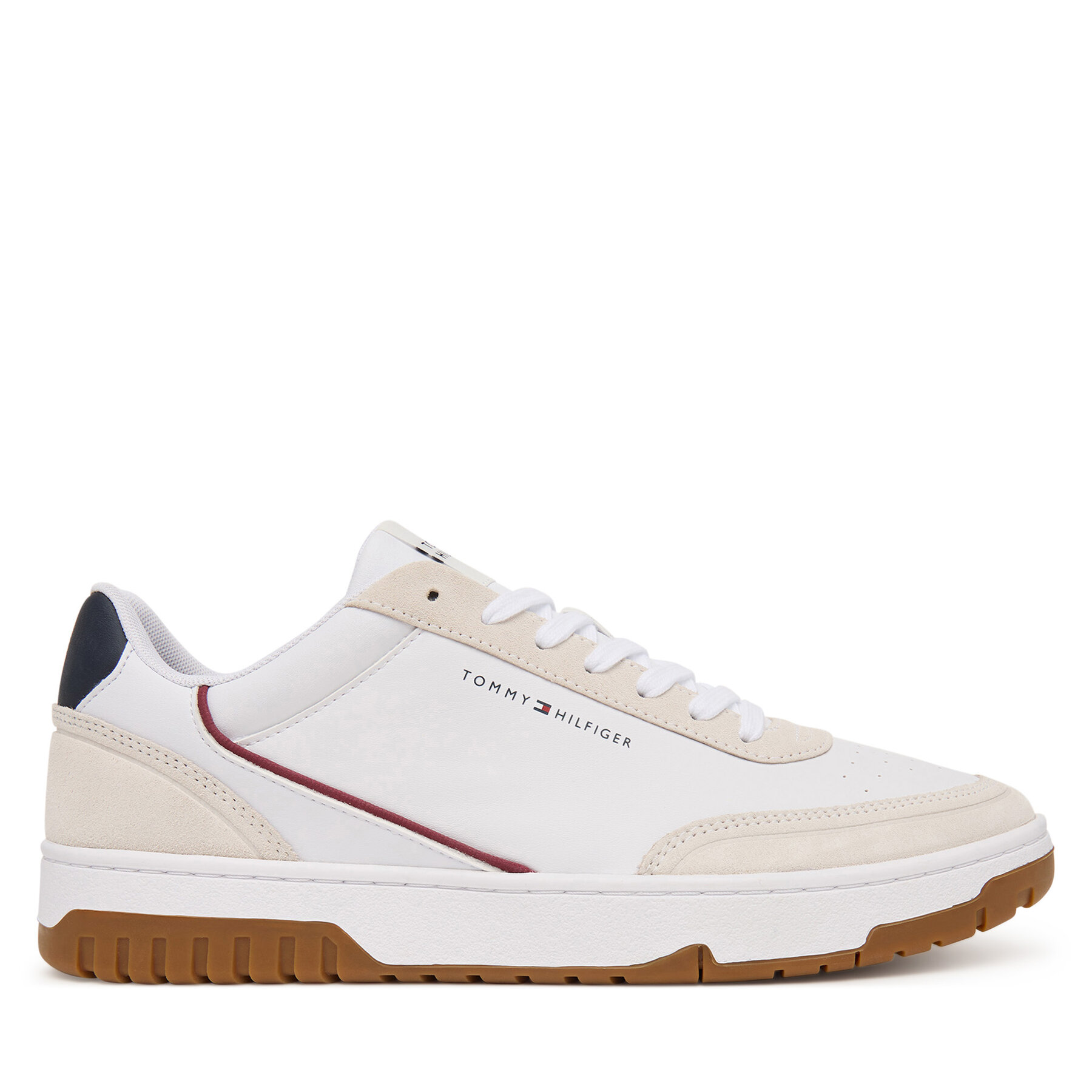 Tommy Hilfiger Sneakersy Th Basket Core Leather Suede Mix FM0FM05881 Biały