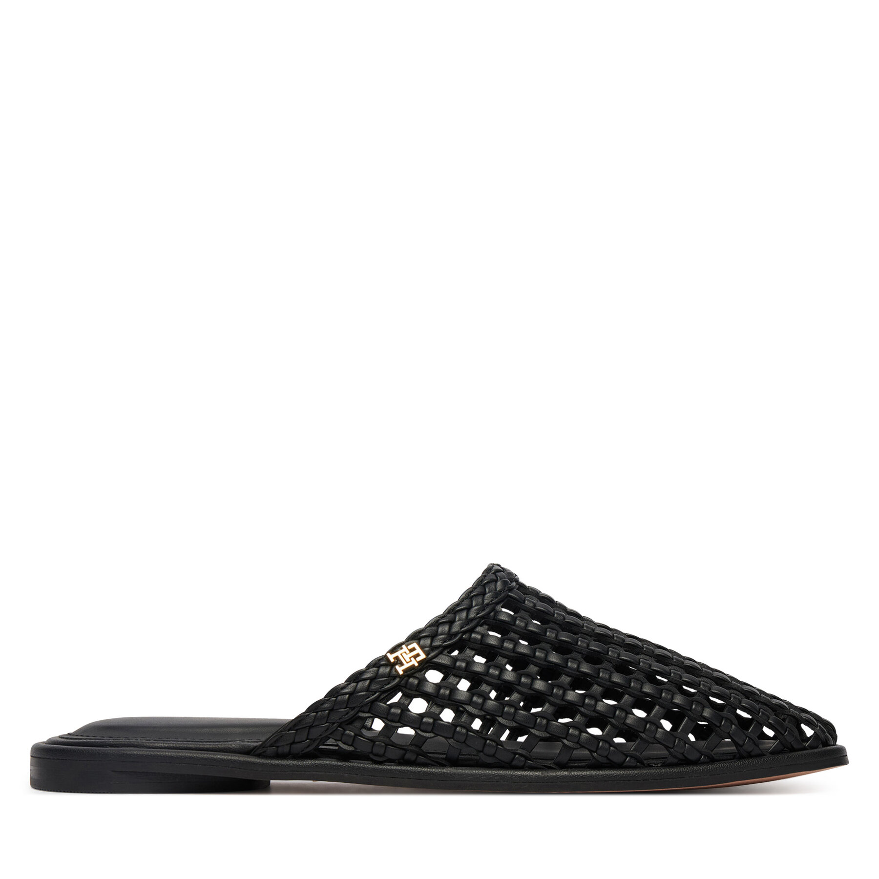 Tommy Hilfiger Klapki Hilfiger Leather Mix Flat Mule FW0FW09280 Czarny
