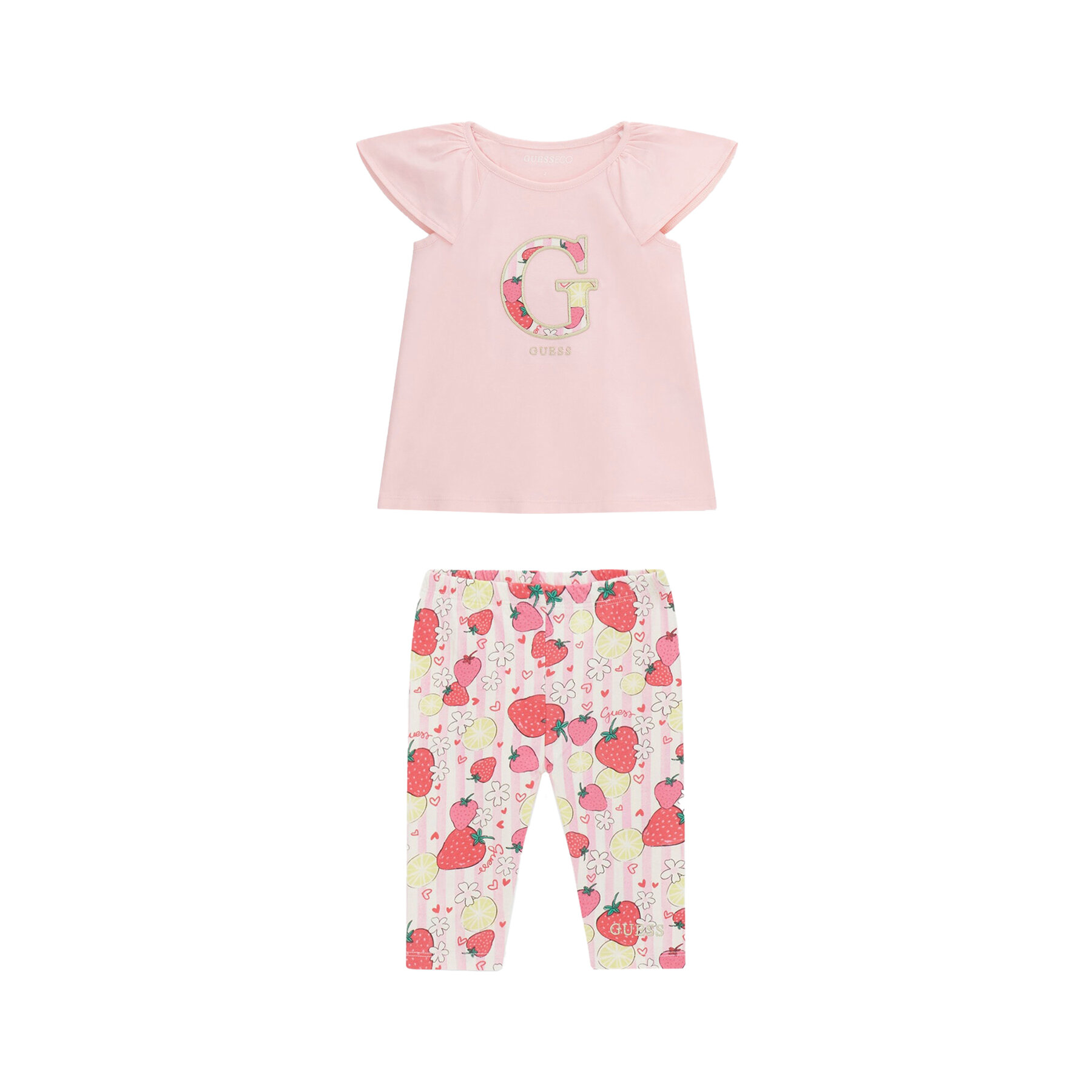 Guess Komplet t-shirt i legginsy K6GG01 K6YW4 Różowy Regular Fit