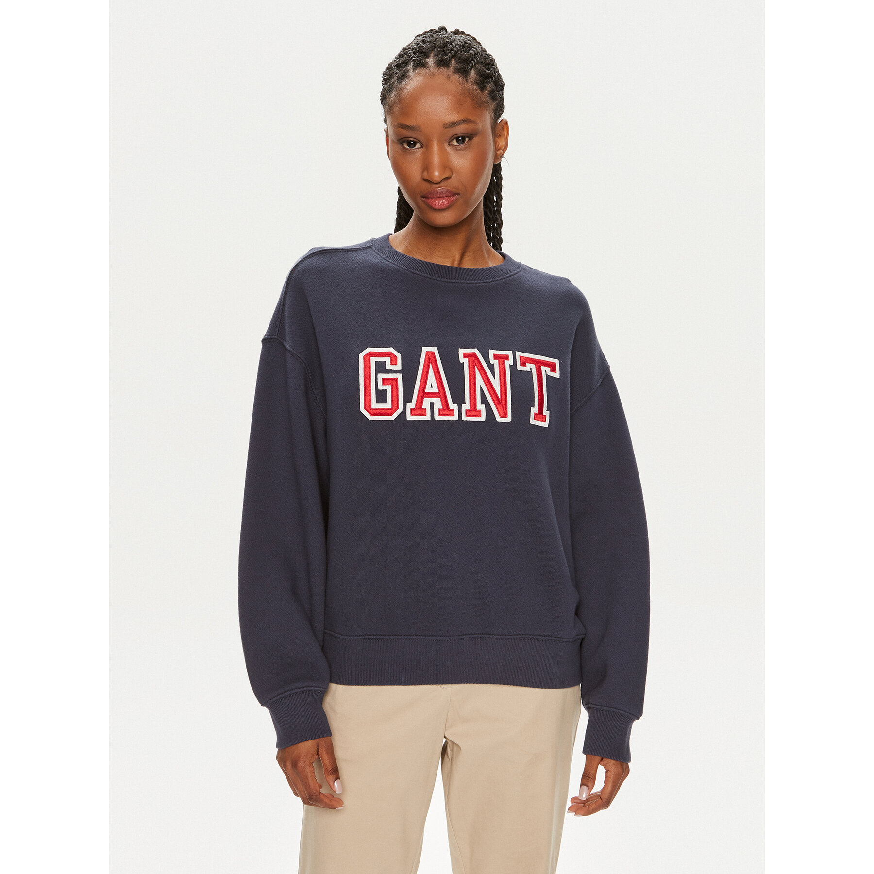 Gant Bluza Logo 4200840 Granatowy Relaxed Fit