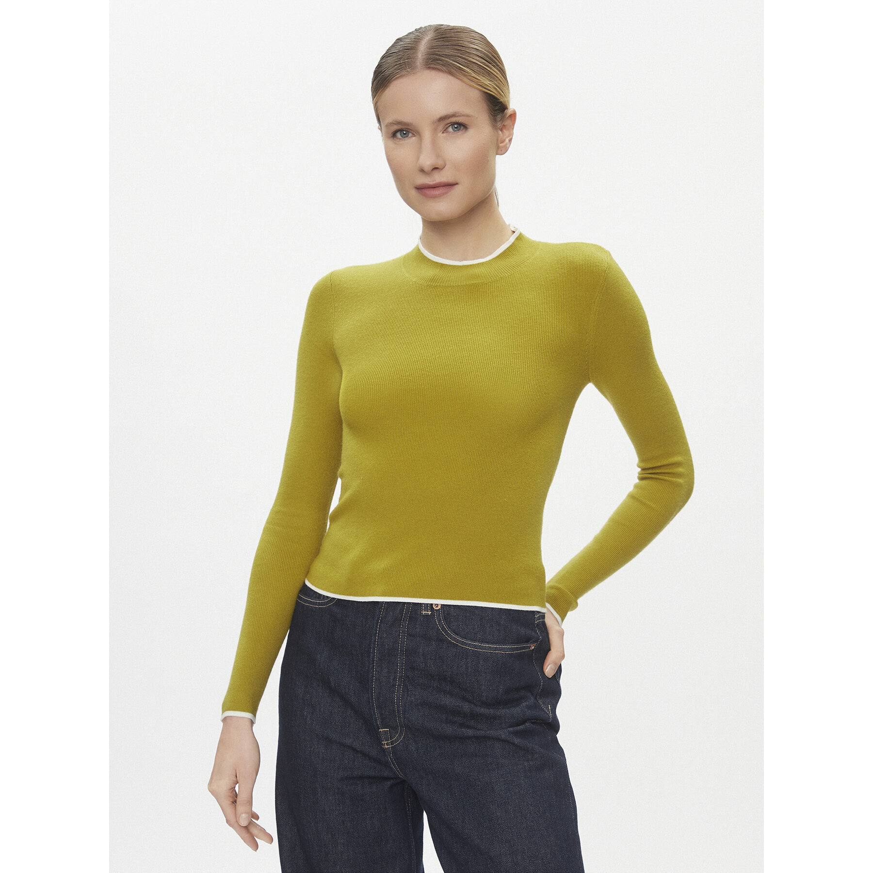 Vero Moda Sweter Flouncy 10299604 Żółty Slim Fit