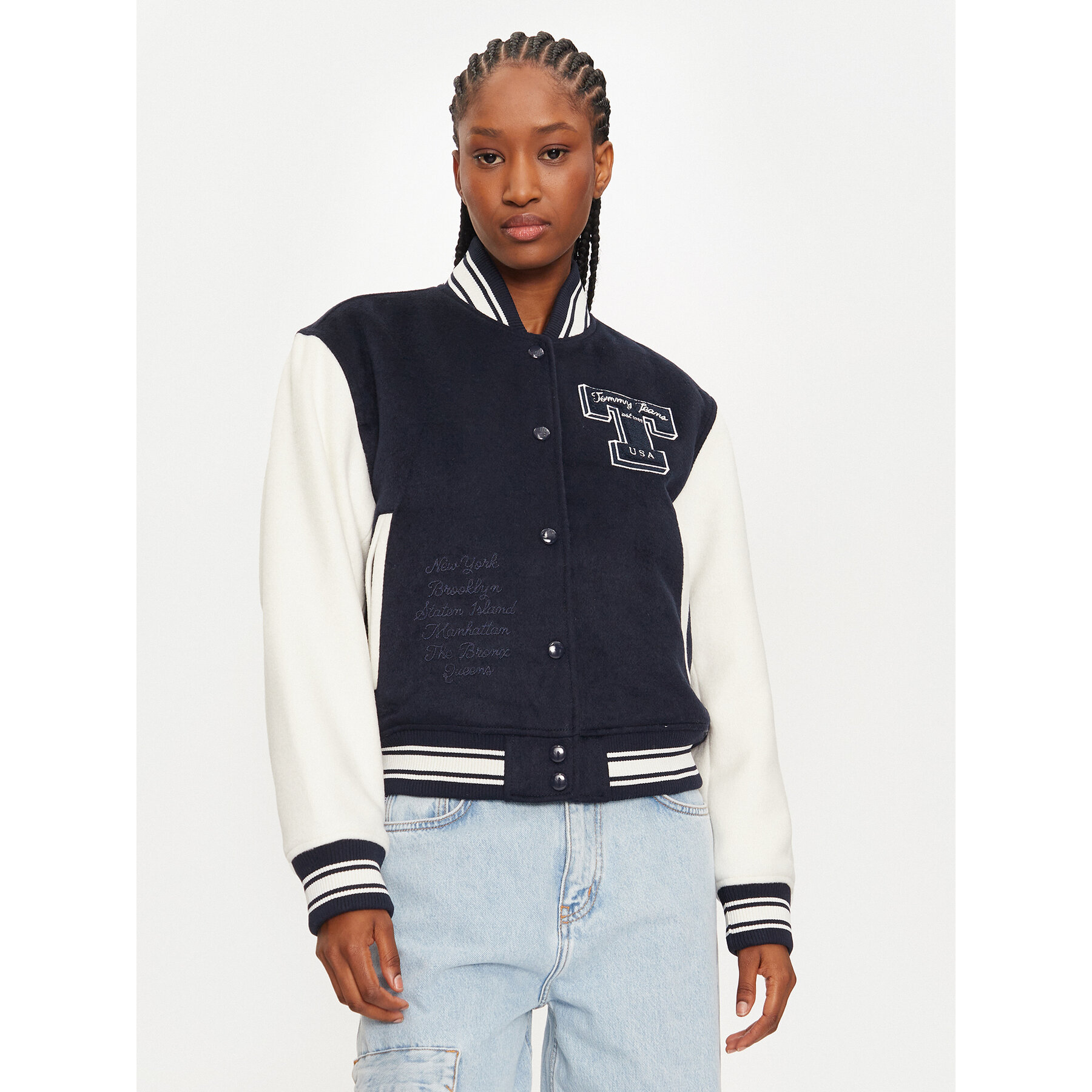 Tommy Jeans Kurtka bomber Letterman DW0DW18845 Granatowy Regular Fit