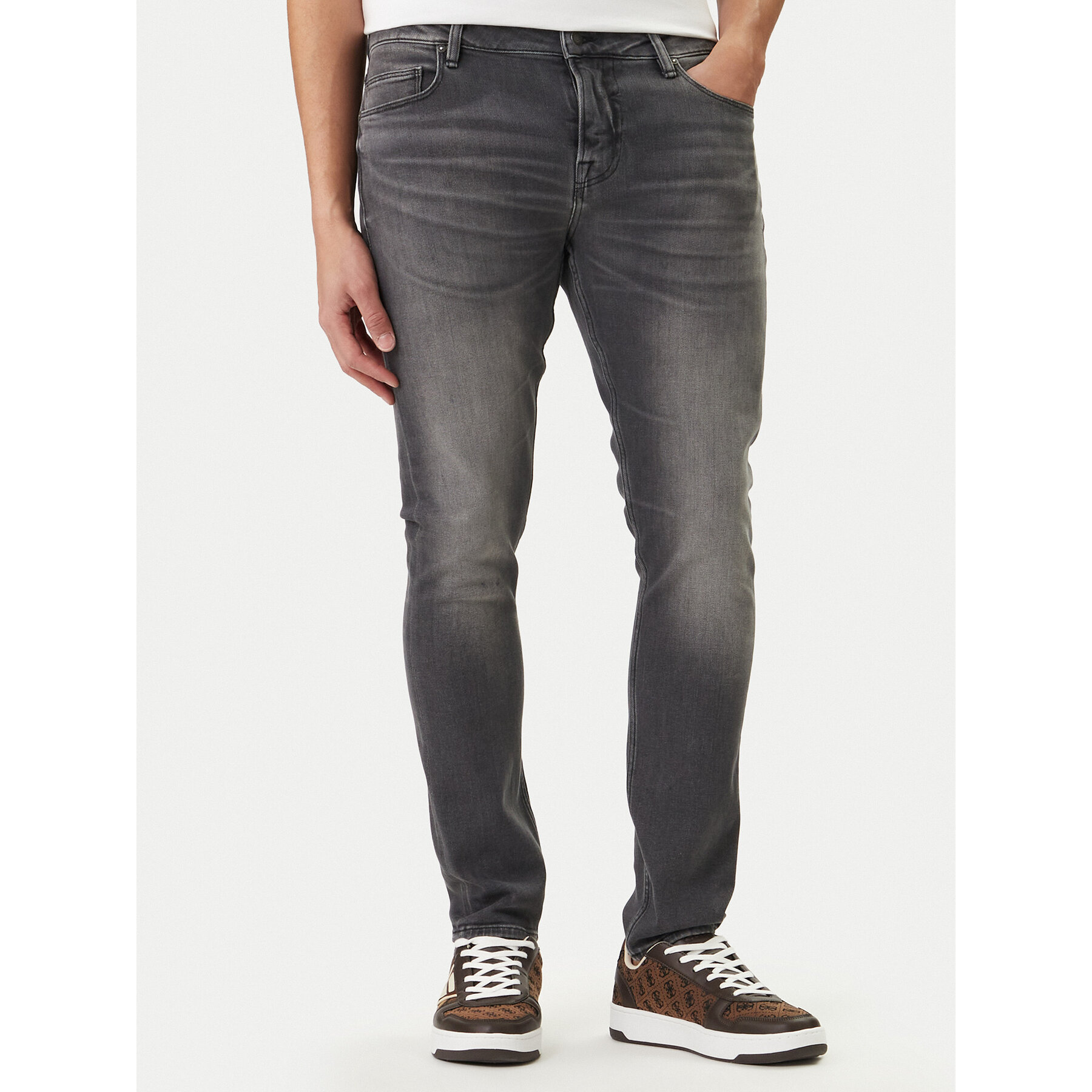 Guess Jeansy Chris M2YA27 D4Q52 Szary Super Skinny Fit