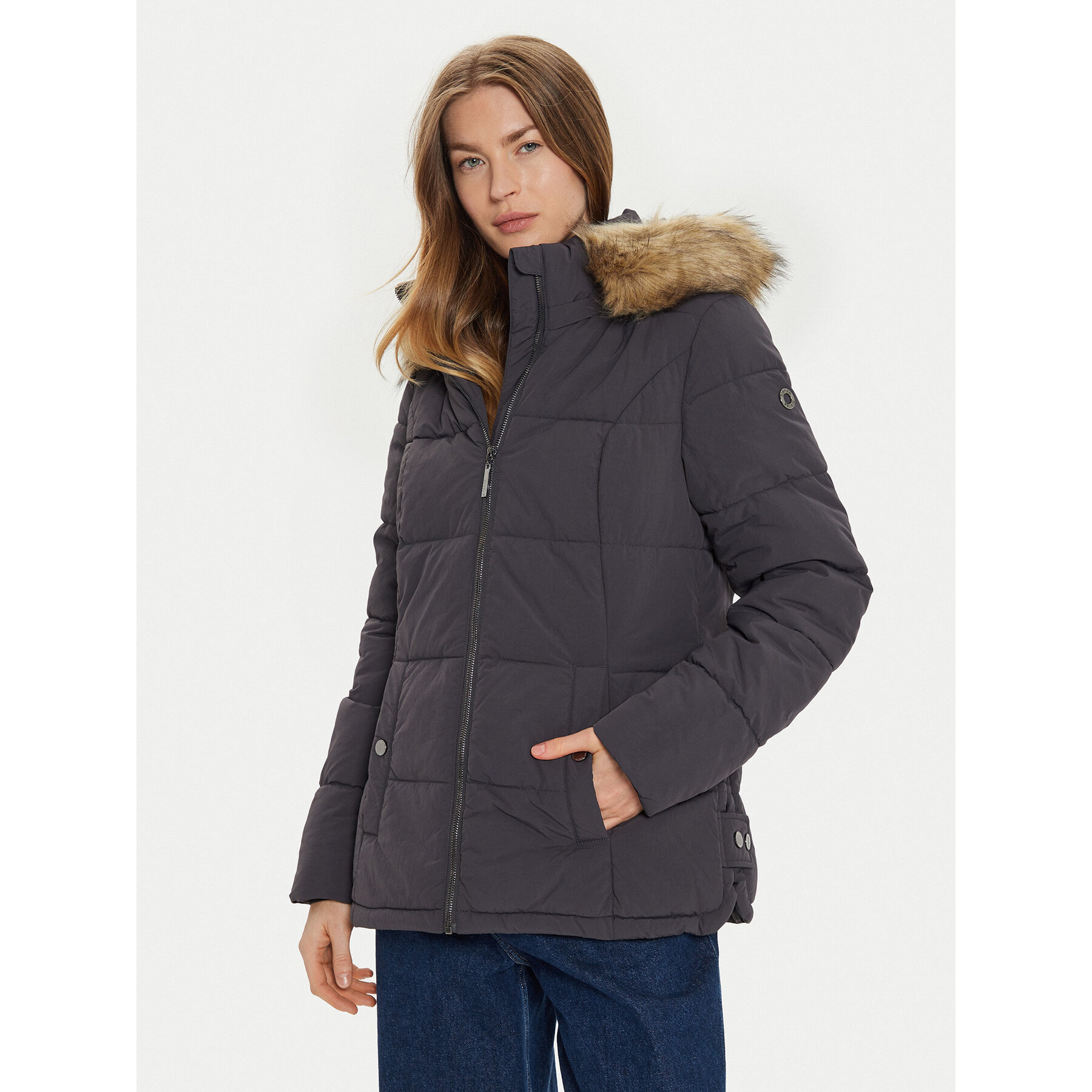 Fransa Kurtka zimowa Marna 20613795 Czarny Regular Fit