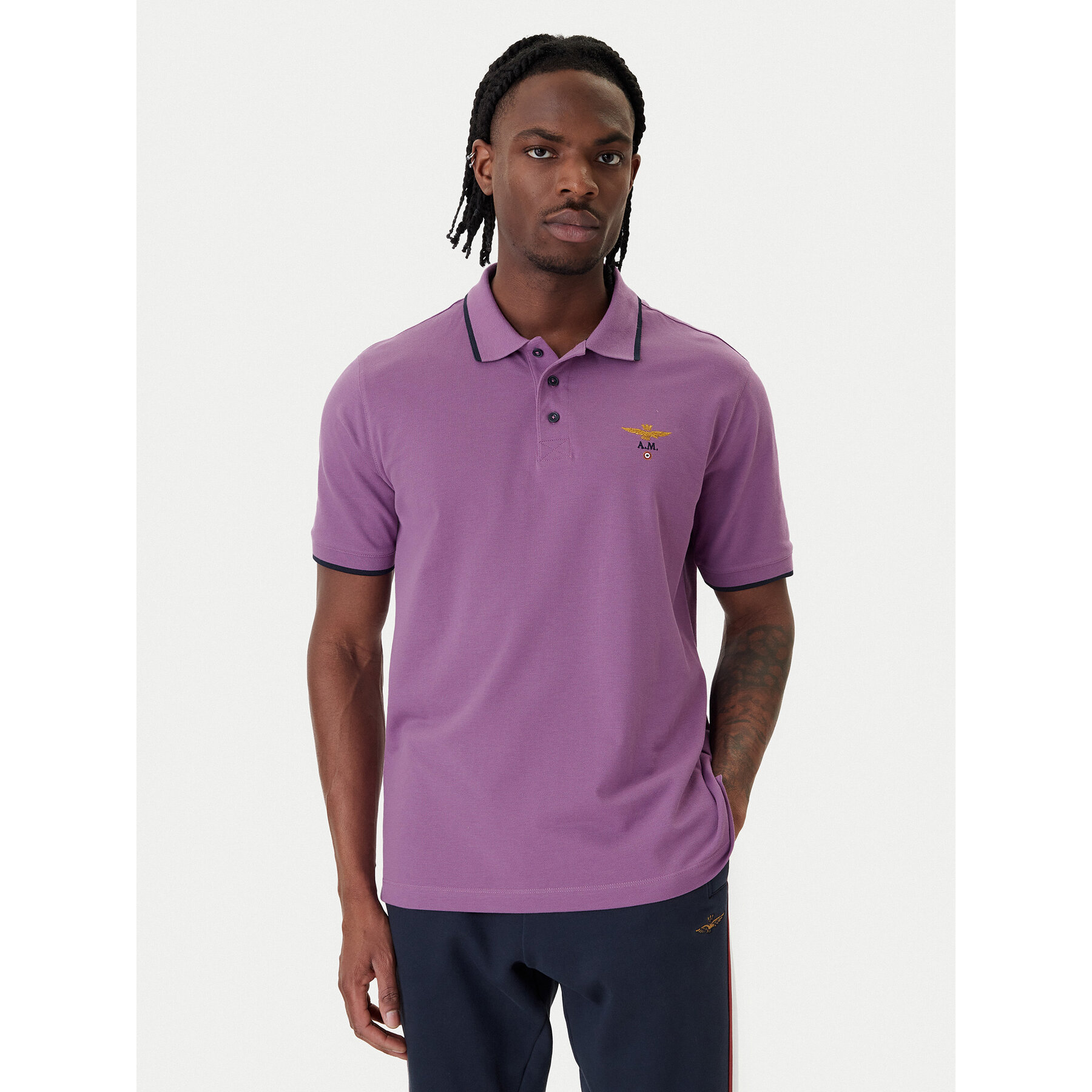 Aeronautica Militare Polo 261PO1308UP00082 Fioletowy Regular Fit