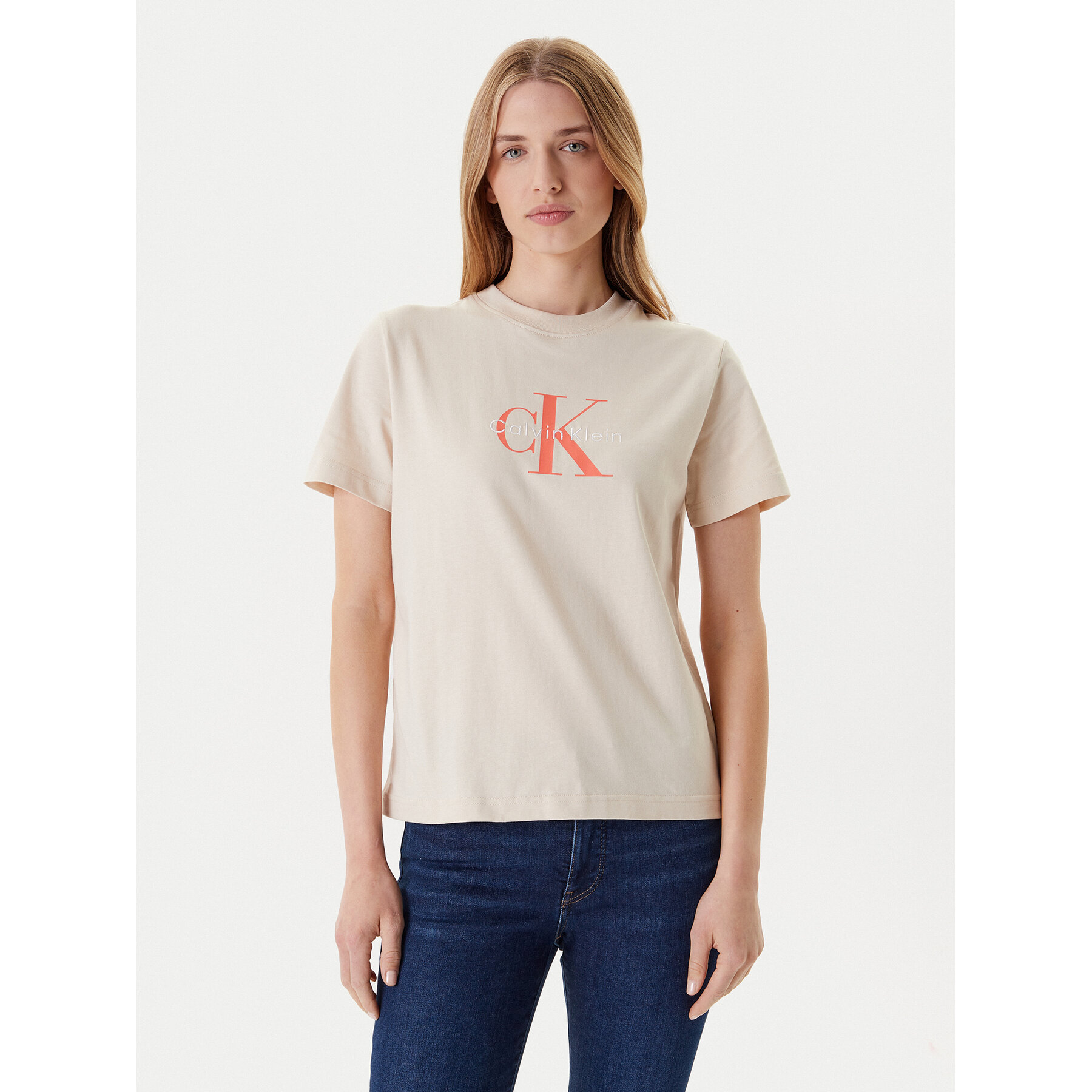 Calvin Klein Jeans T-Shirt Hero Classic LV047B865G Beżowy Regular Fit